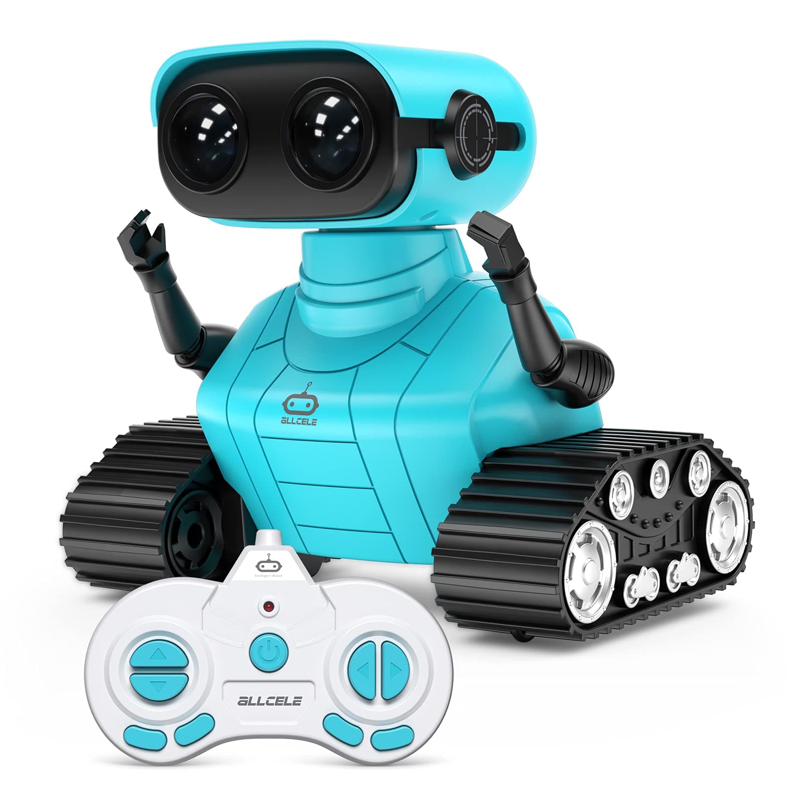 Robot Toys, Rechargeable RC Robots for Kids Boys, Remote Control Toy with Music and LED Eyes, Gift for Children Age 3 Years and Up - Blue
