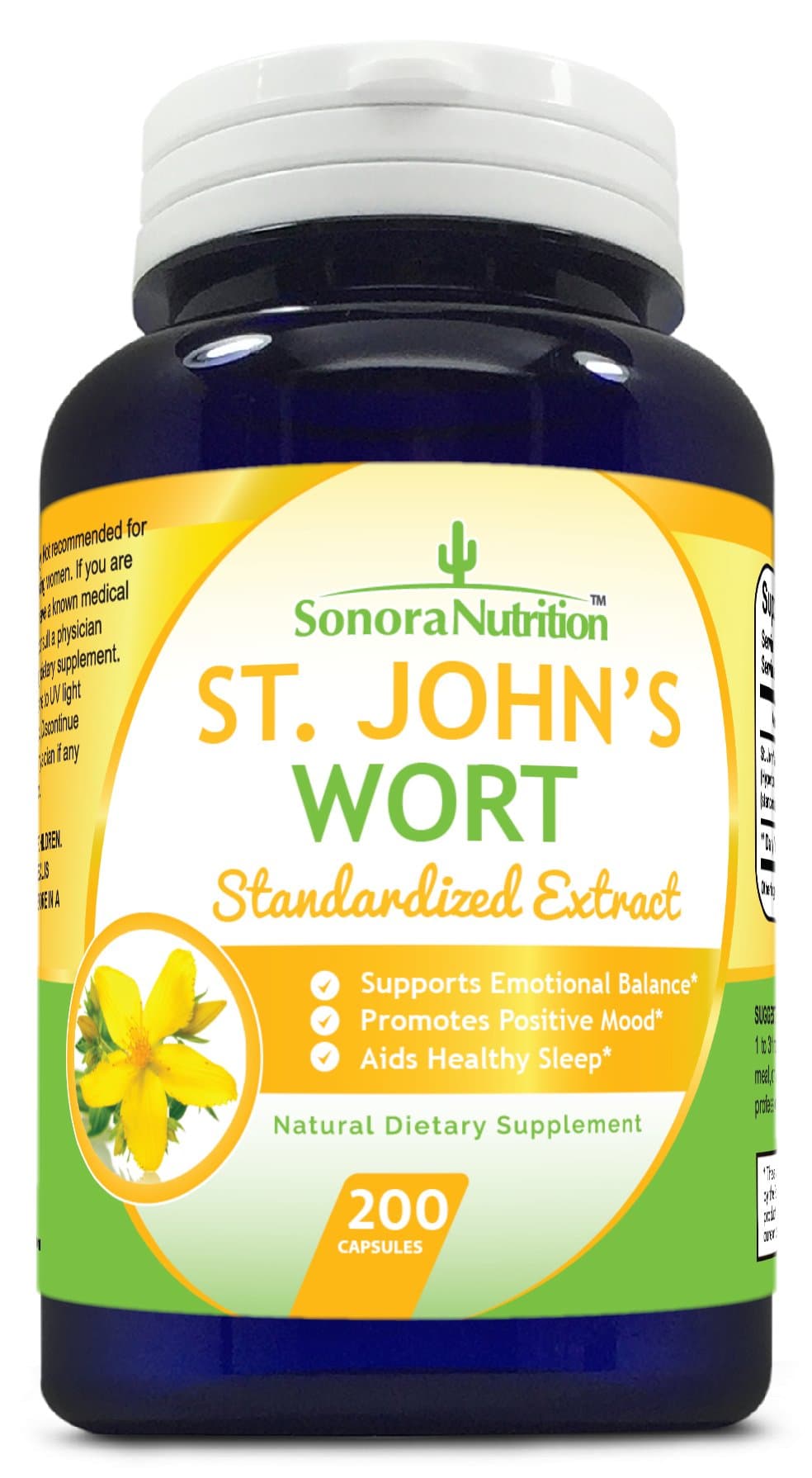 St. John’s Wort Standardized Extract with 0.3% Hypericin 300 mg, 200 Capsules