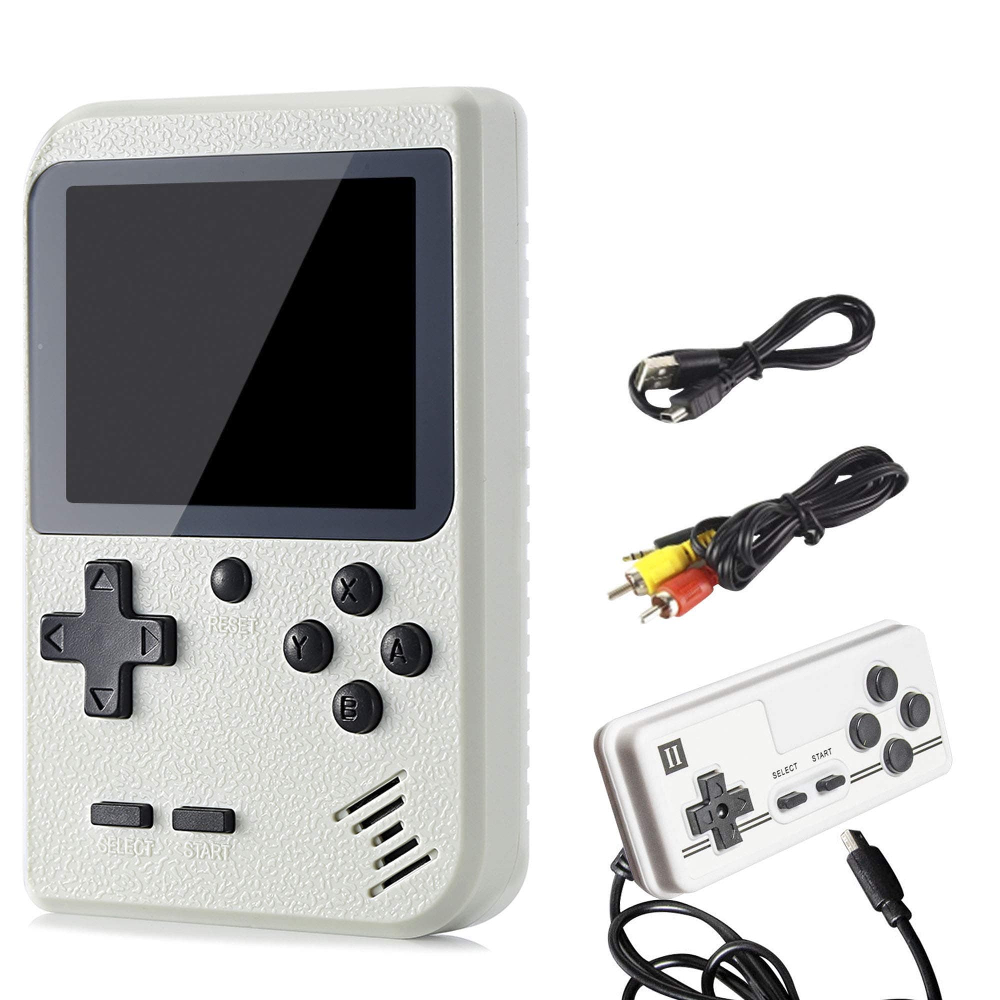 Portable Handheld Games Console with 800 Classical Games,Mini Retro Game Player Support for Connecting TV and Two Players,1020mAh Rechargeable Battery, Present for Kids and Adult (White)