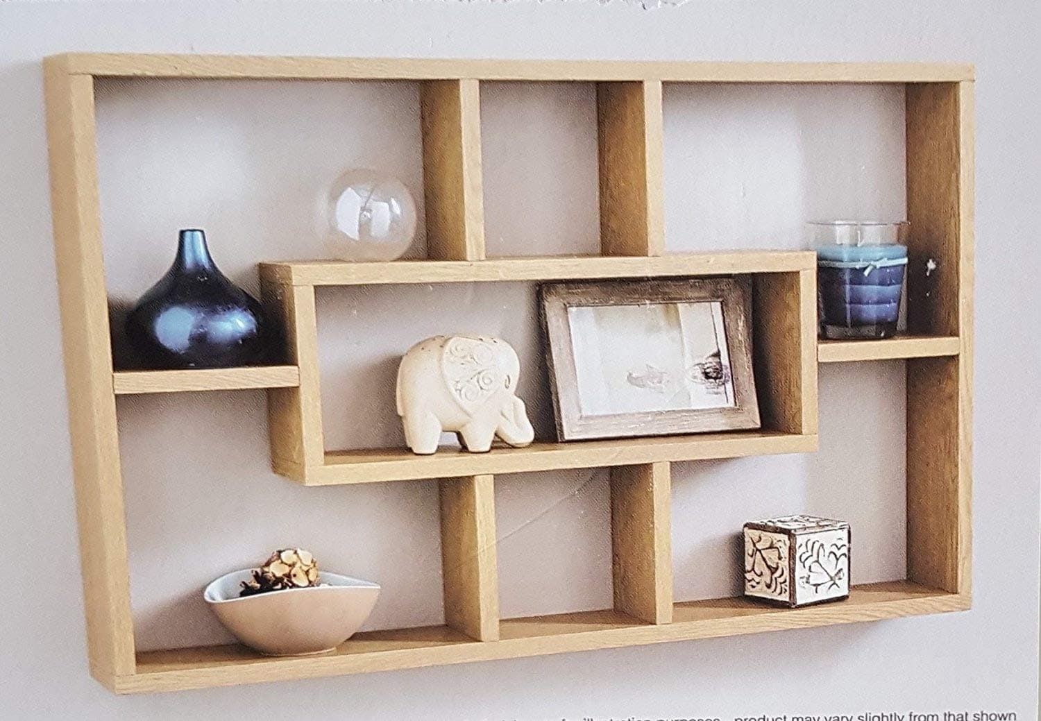 Lokken Stylish And Attractive Space Saving Multi-Compartment Wall Shelf (OAK)