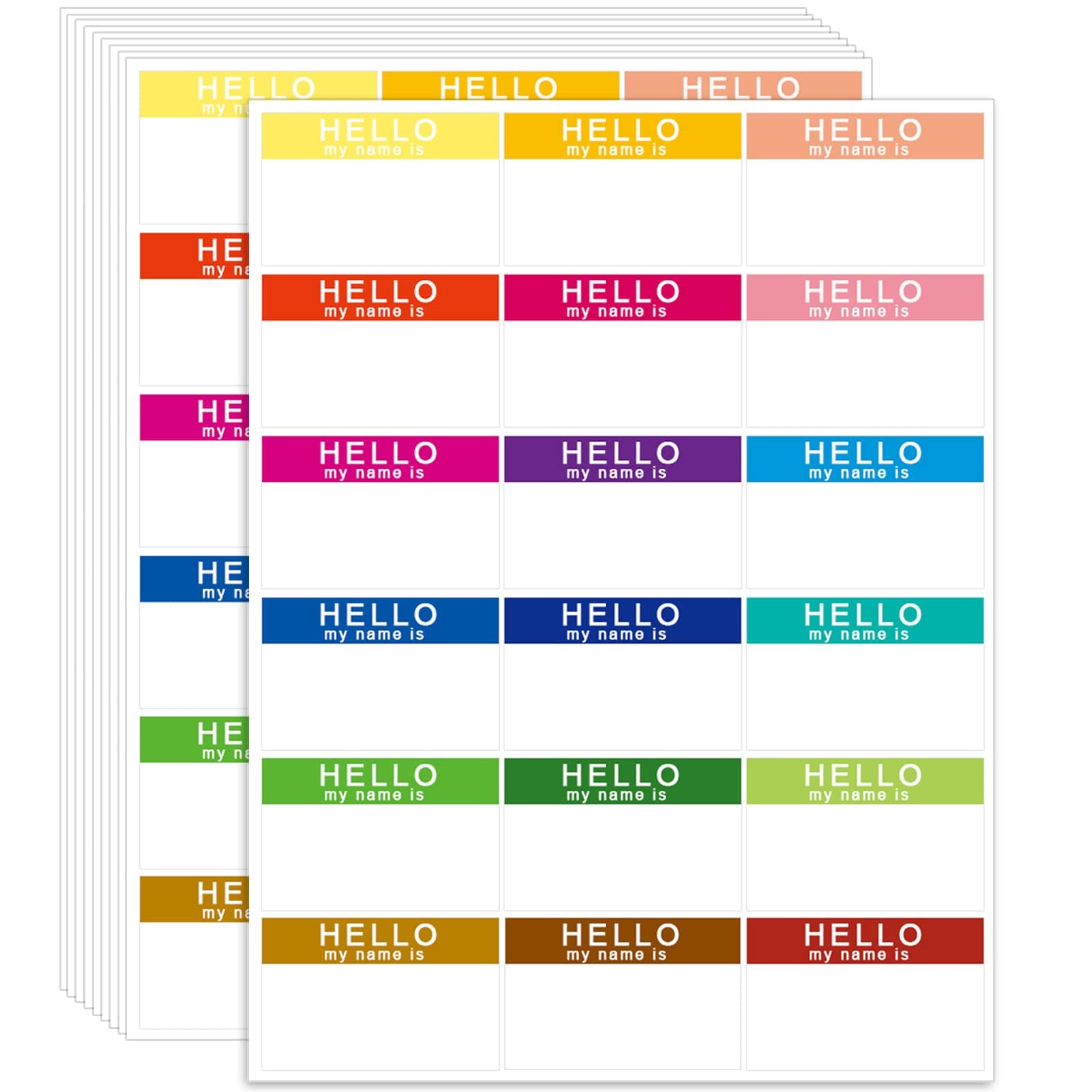 630 Pcs Name Tags Sticker, Hello My Name is Stickers 18 Color, Name Tag Stickers, Hello My Name is Name Tag, Name Tags Sticker for Themed Party School Office Home 3"x2" (630)