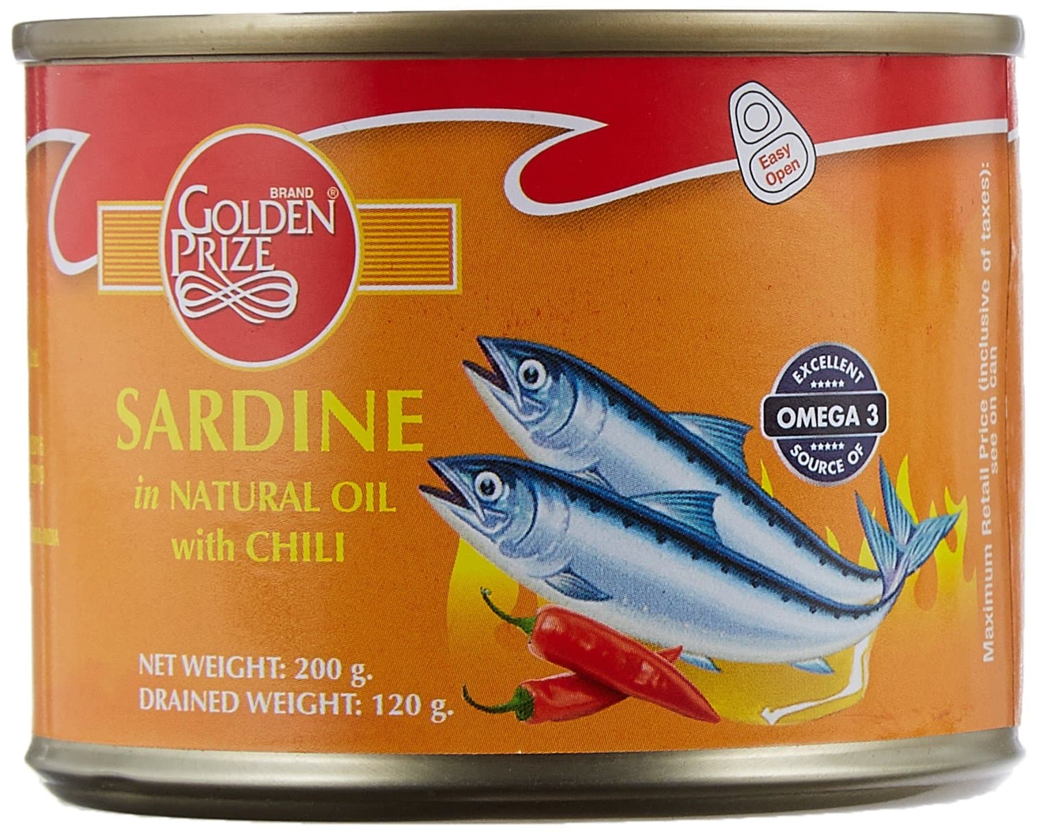 Golden Prize Canned Sardine in Natural Oil with Chili, 200g