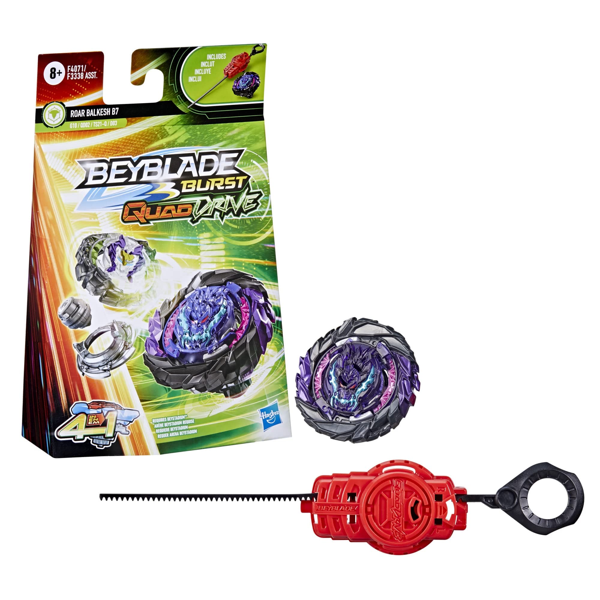 Beyblade Burst Quaddrive Roar Balkesh B7 - Spinning Top Starter Pack Toy, Battling Game Top Toy with Launcher for Kids Ages 8+, Original by Hasbro