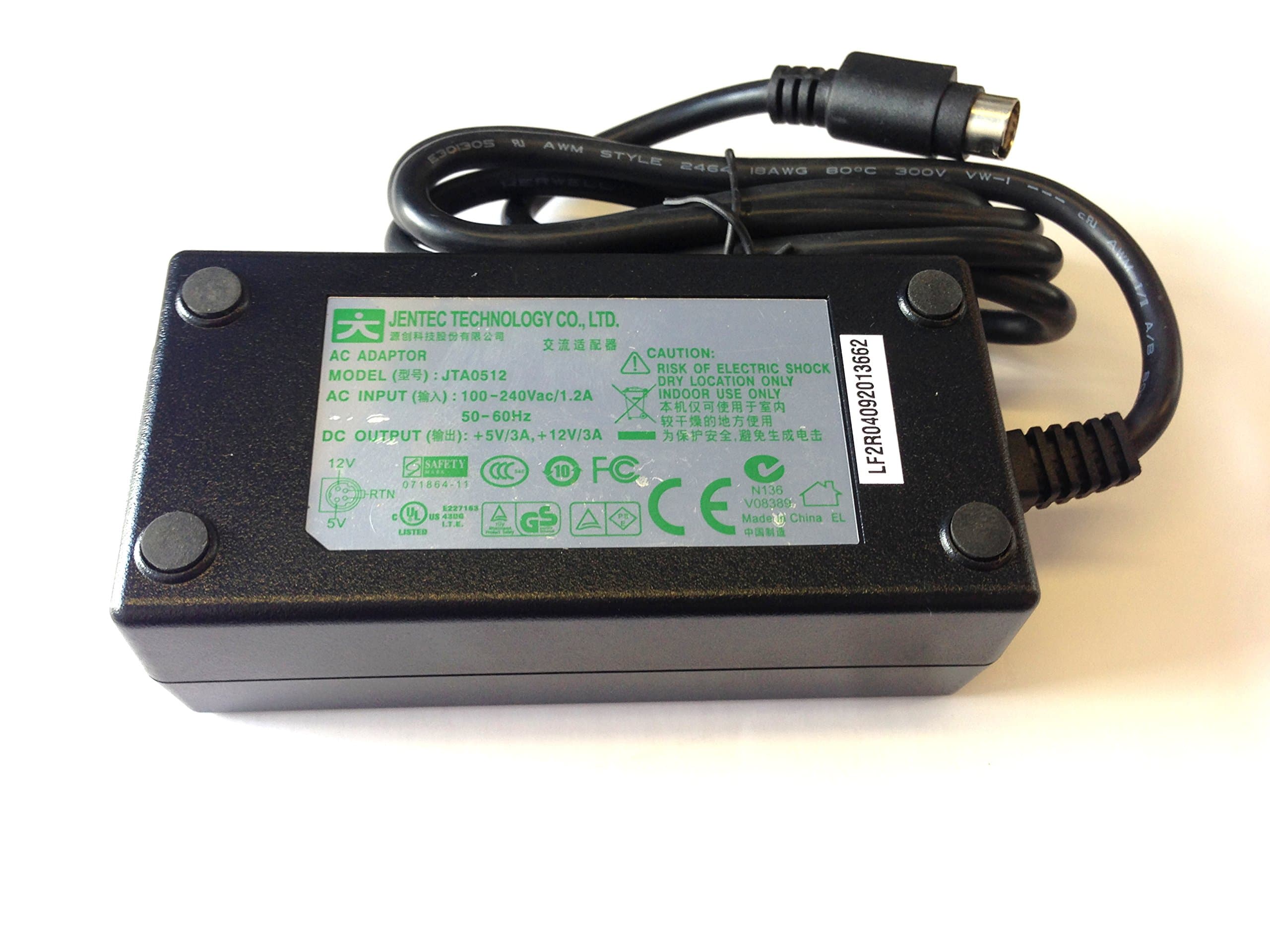 GENUINE JENTEC JTA0512 AC POWER ADAPTER 5V 3A - 12V 3A 4 PIN DIN CONNECTION FOR LCD, EXTERNAL HARD DRIVE, DVD ETC