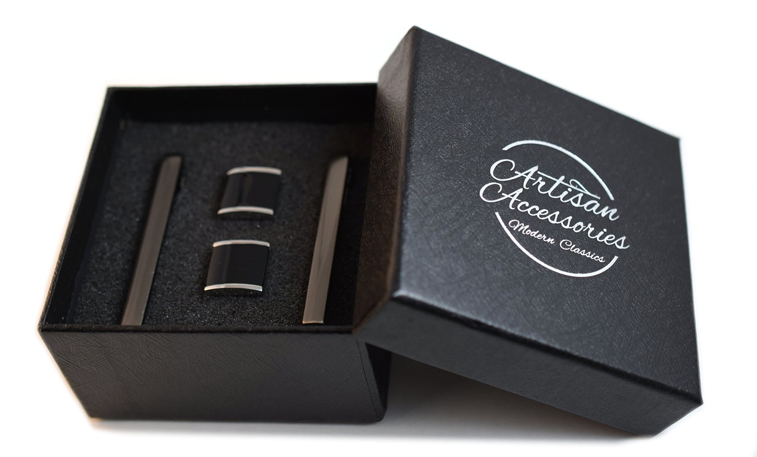 Mens Cufflinks and Tie Bar Set, Cuff link and Tie Clips Set is the perfect wedding or graduation gift!