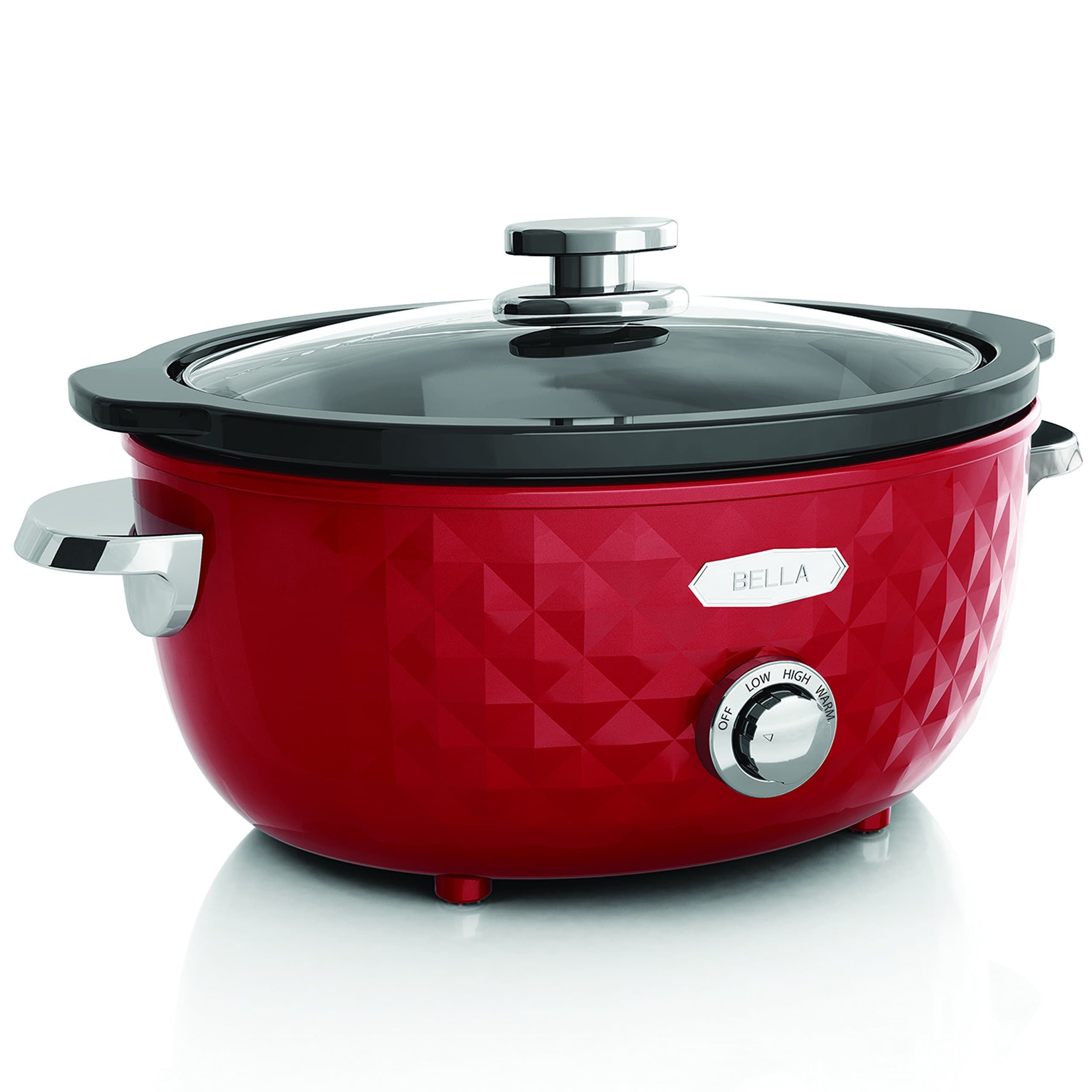 BELLA 13778 Diamonds Collection Manual Slow Cooker, 6-Quart, Red