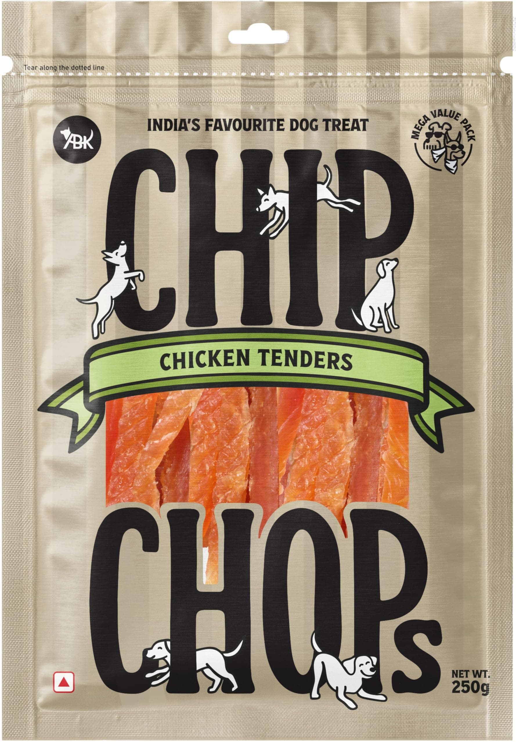 Chip Chops Chicken Tenders - High Protein Natural Dog Treats, Low Fat Snack for Training and Reward, Suitable for All Breeds, Healthy and Delicious, 250g