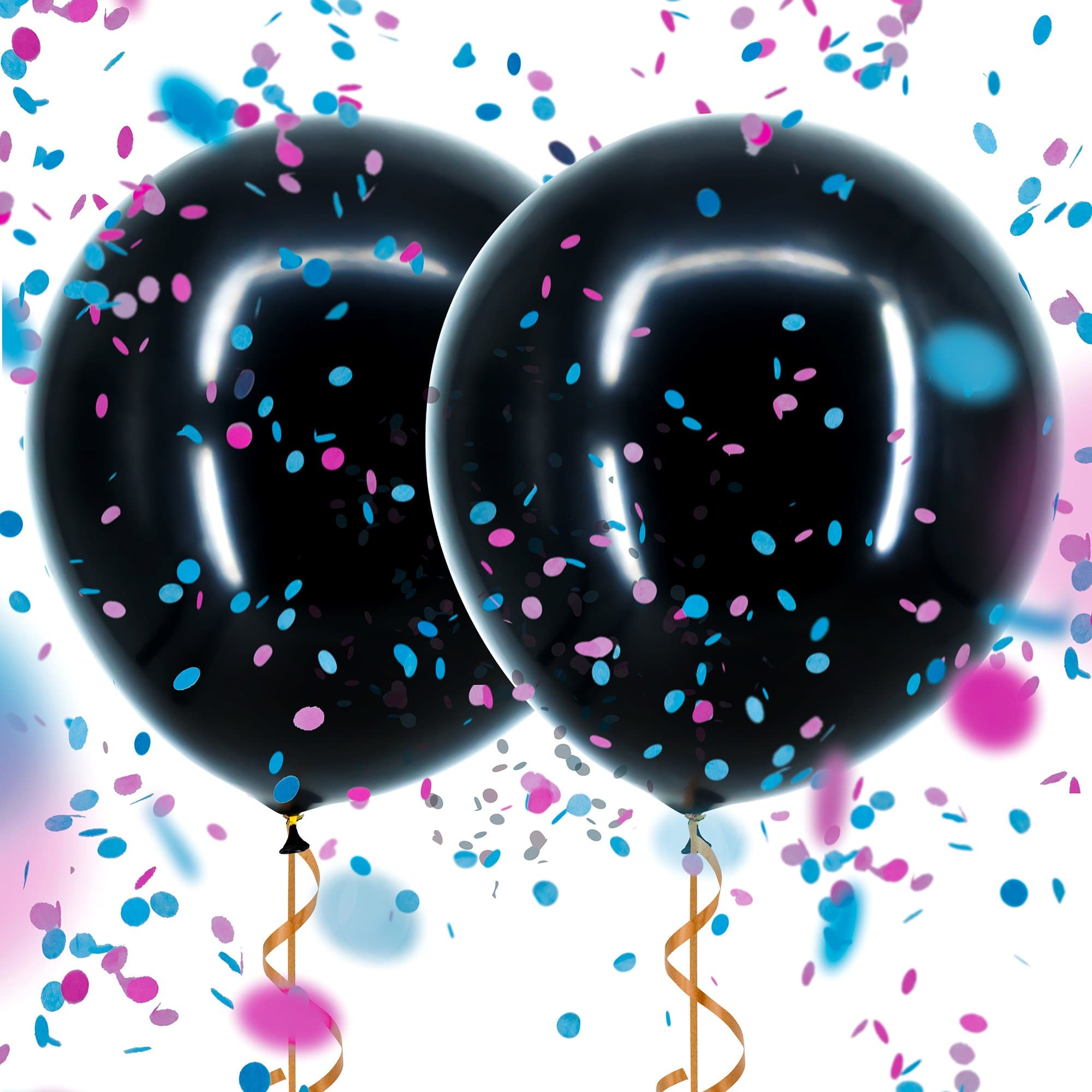 Sepco 36 Black Gender Reveal Balloon - Reveal Party Balloon Pop - Plus Pink and Blue Confetti