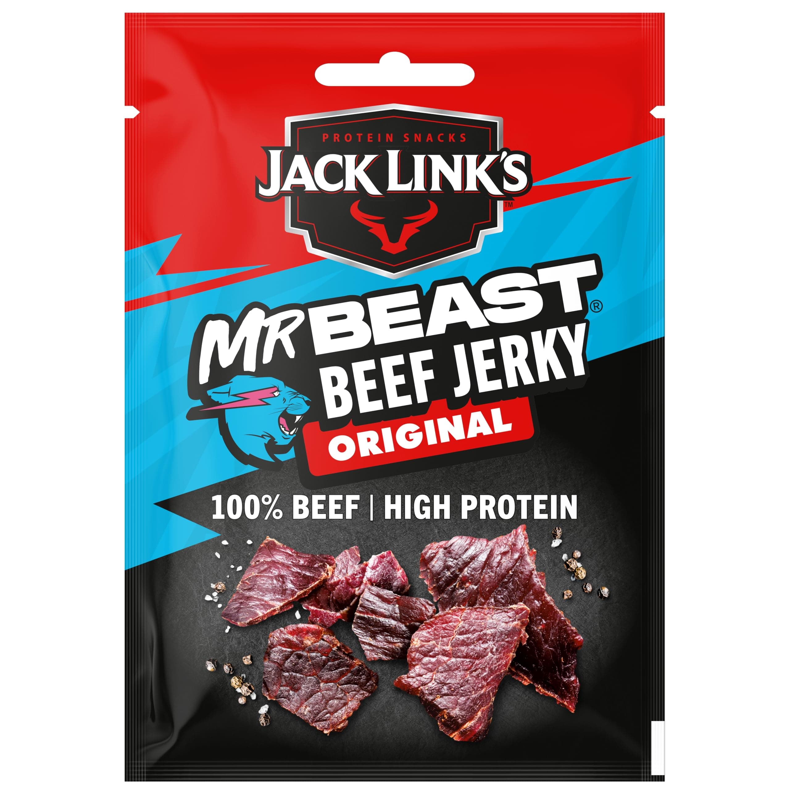Jack Link's Beef Jerky Original – High Protein Meat Snack – Dried Halal Beef- 1X25Gr