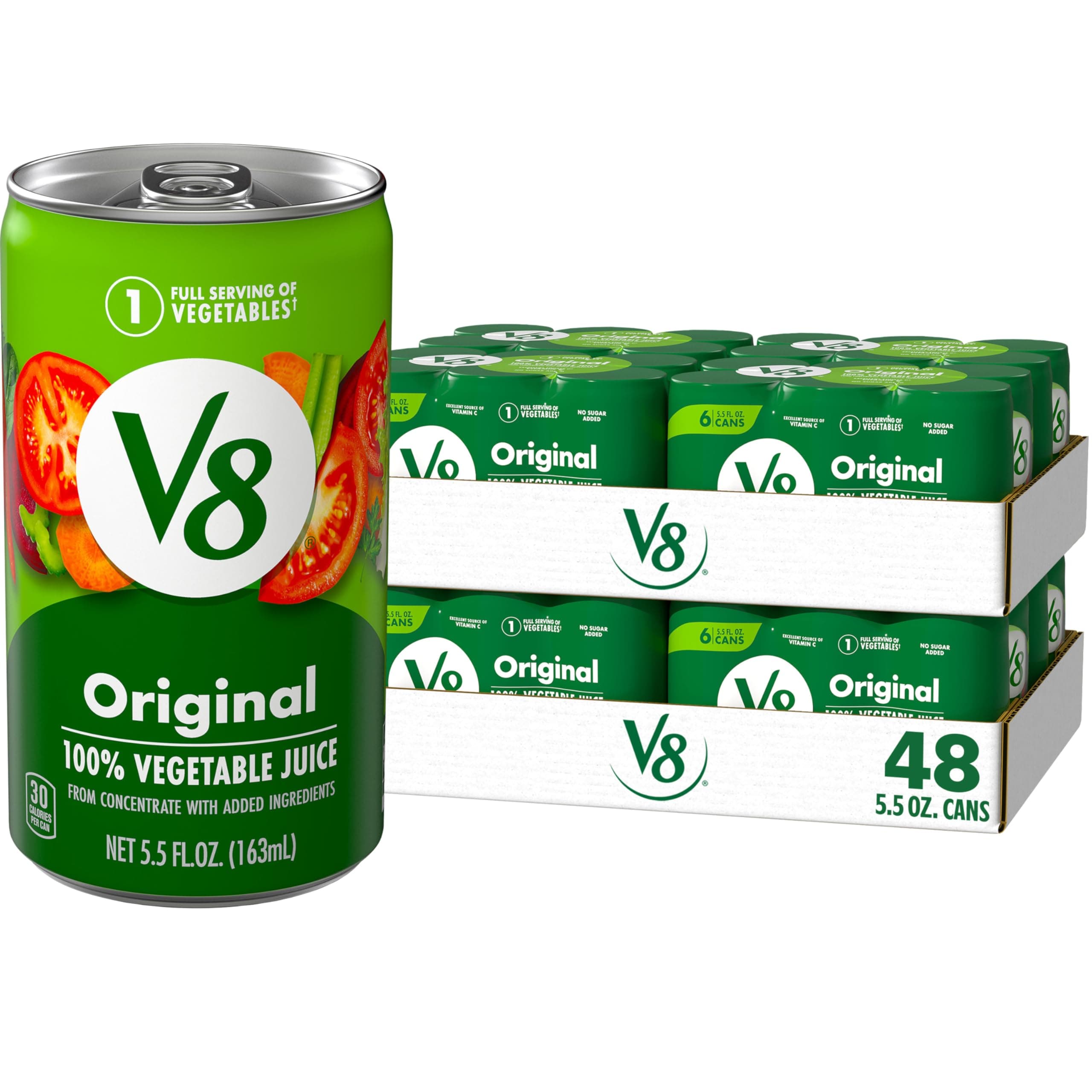 V8 Original 100% Vegetable Juice, 5.5 fl oz Can (48 Pack)