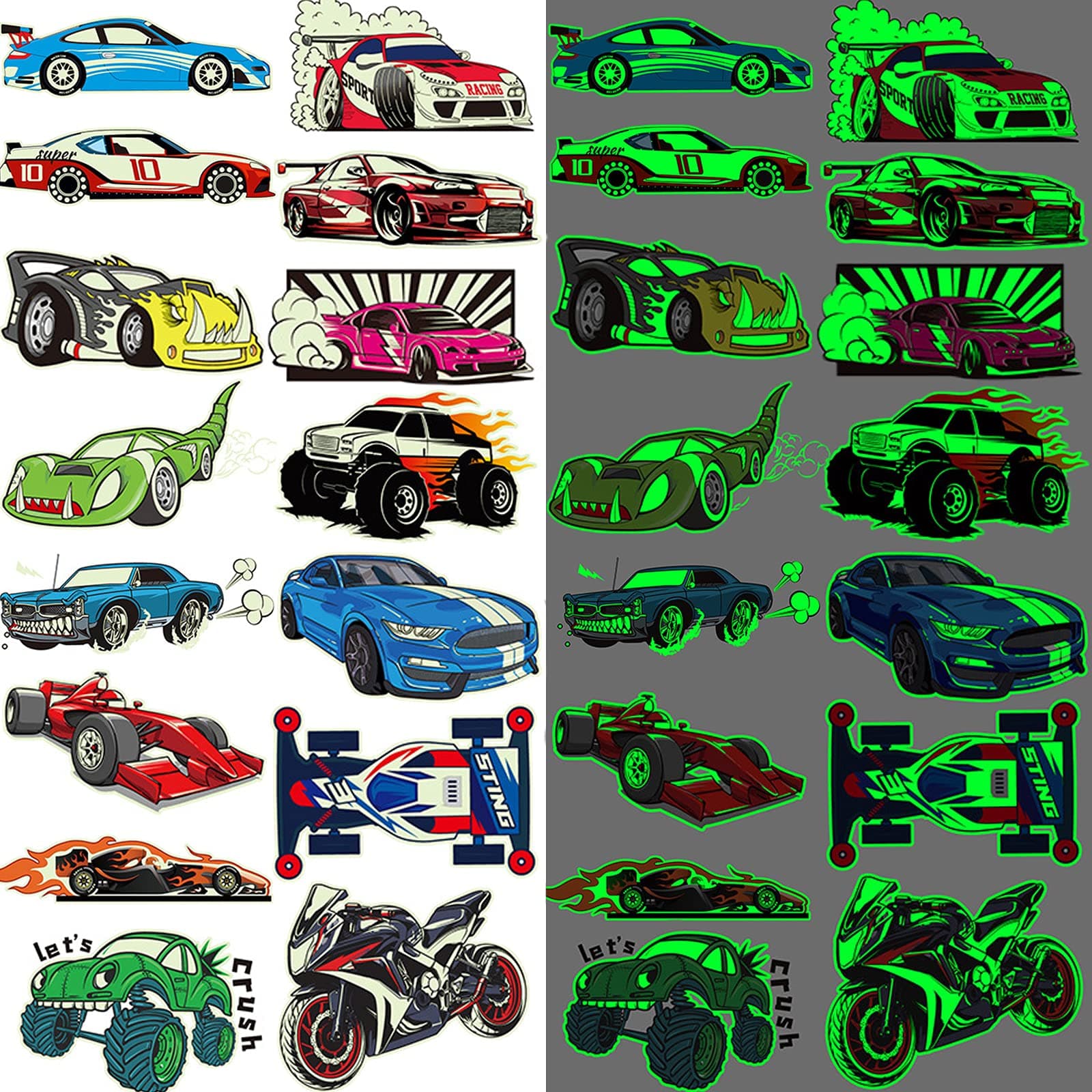 Ooopsiun Luminous Race Car Tattoos