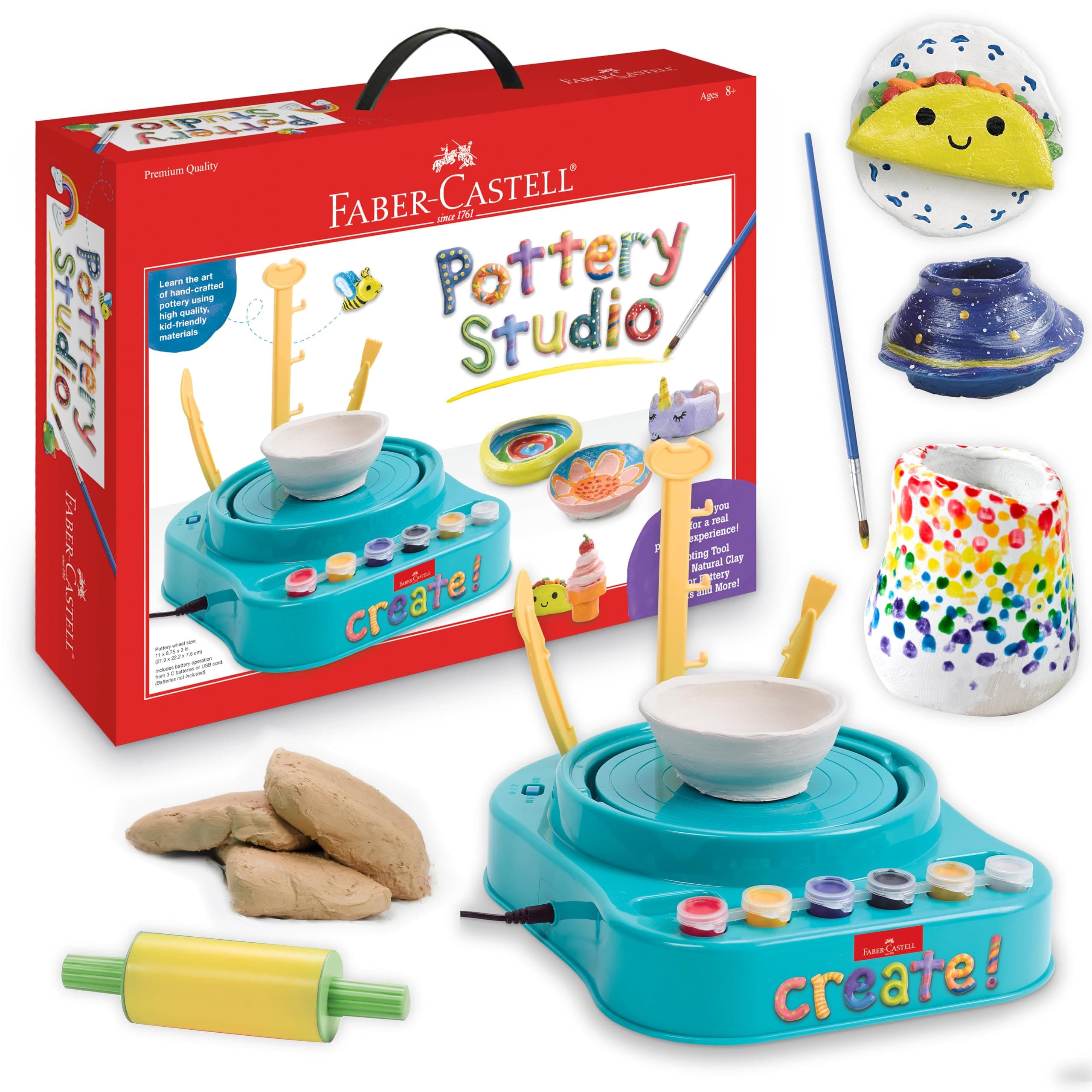 Pottery Studio: Create Your Own Pottery Designs with Kid-Friendly Pottery Wheel, Air-Dry Clay, Paints, Sculpting Tools & Step-by-Step Instructions for Kids (Ages 8+)