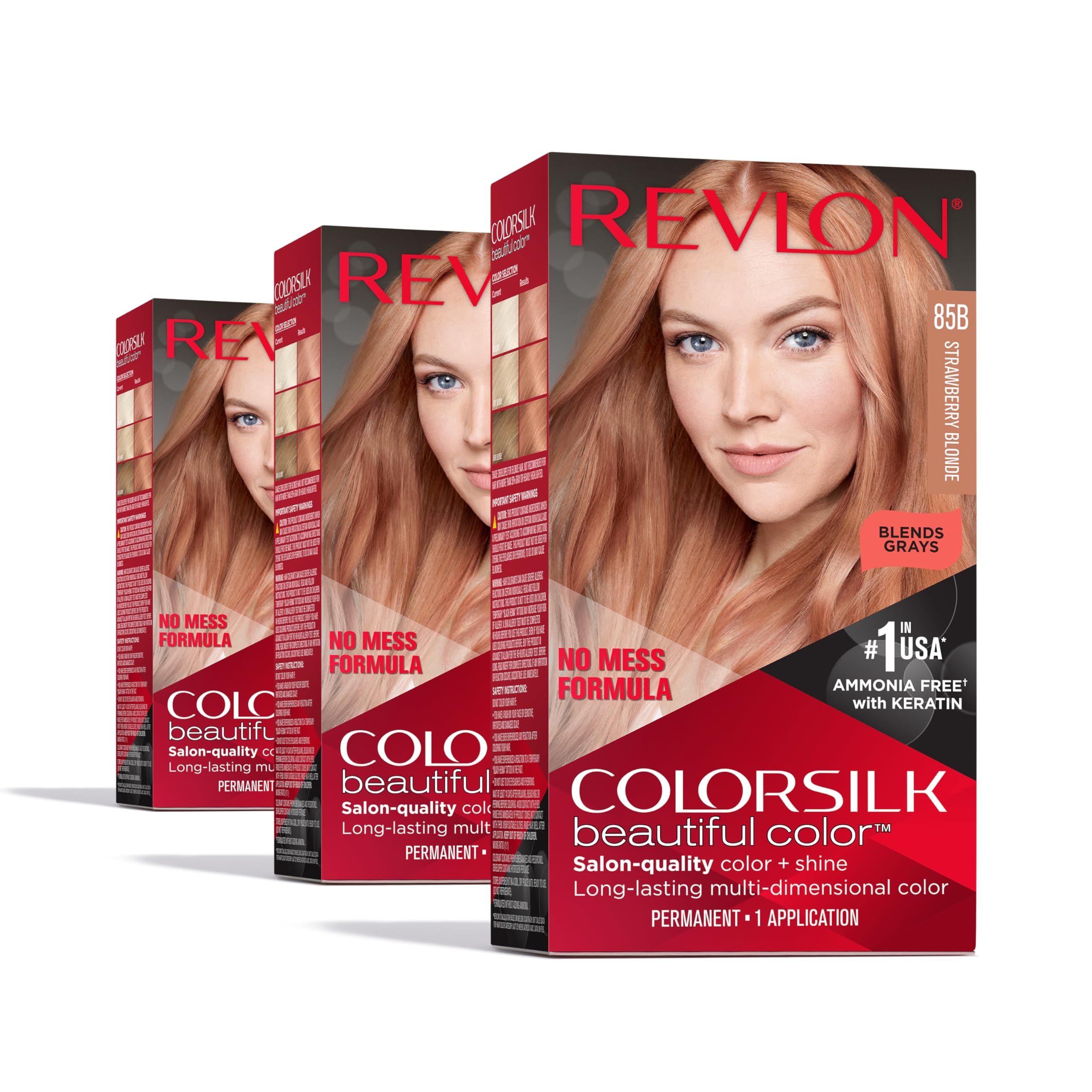 Colorsilk Beautiful Color Permanent Hair Color, (OLD VERSION) 85B Strawberry Blonde (Pack of 3)