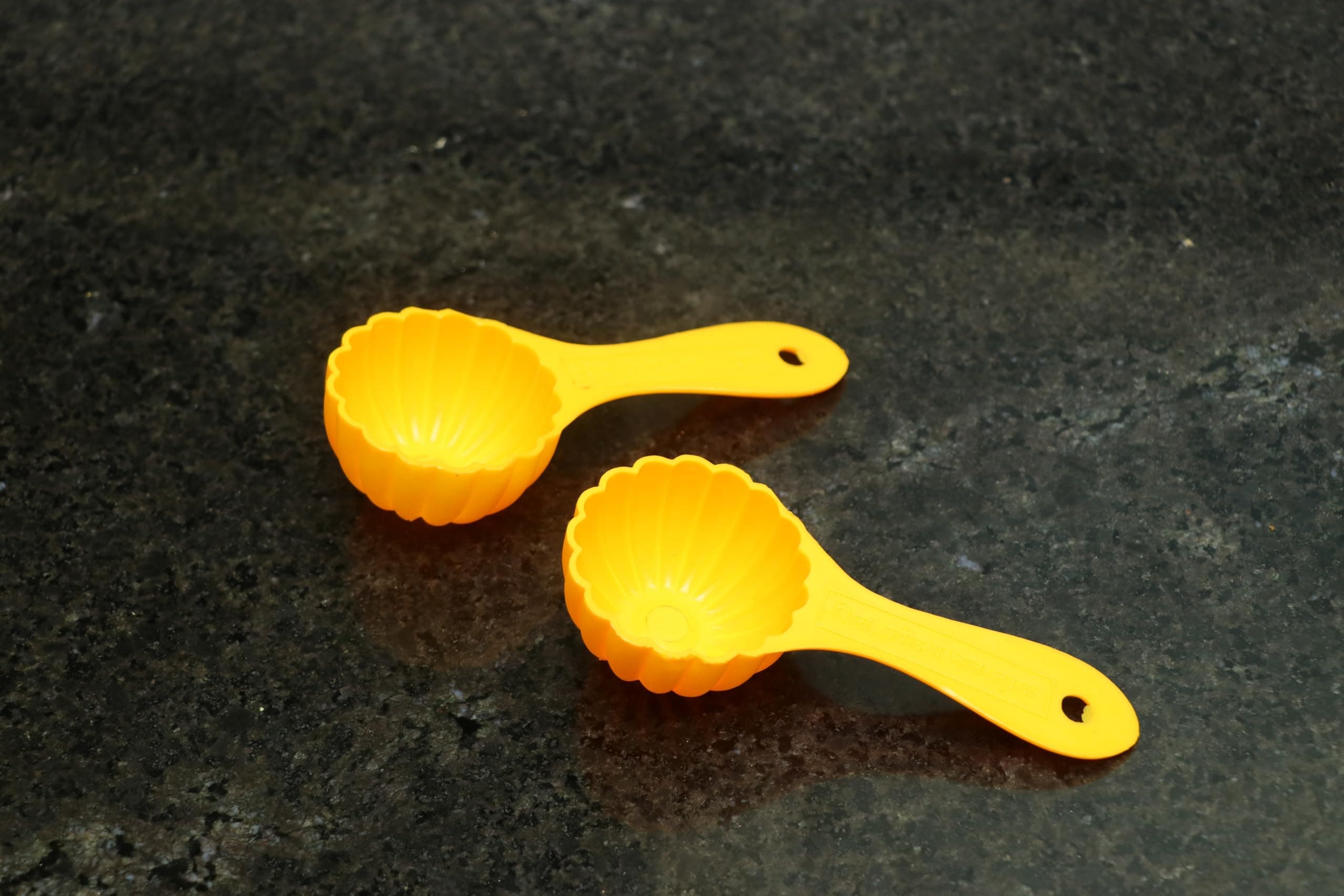 Prasad Mud Scoop, Plastic Kitchen Tool Mould/Ladoo Mould SpoonYellow (Pack of 2)