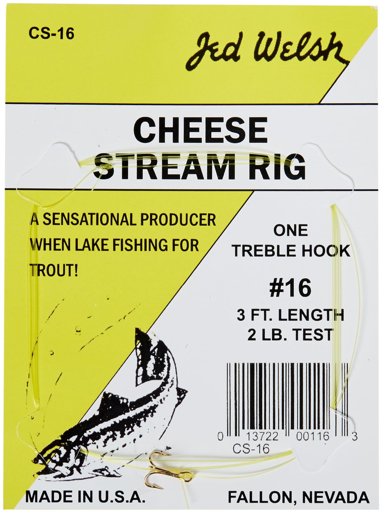 3 Pack Cheese Stream Rig Size 16 Hook Leader Rigs with #16 Hooks, Pre-Tied Ready to Fish-3 Pack, Clear