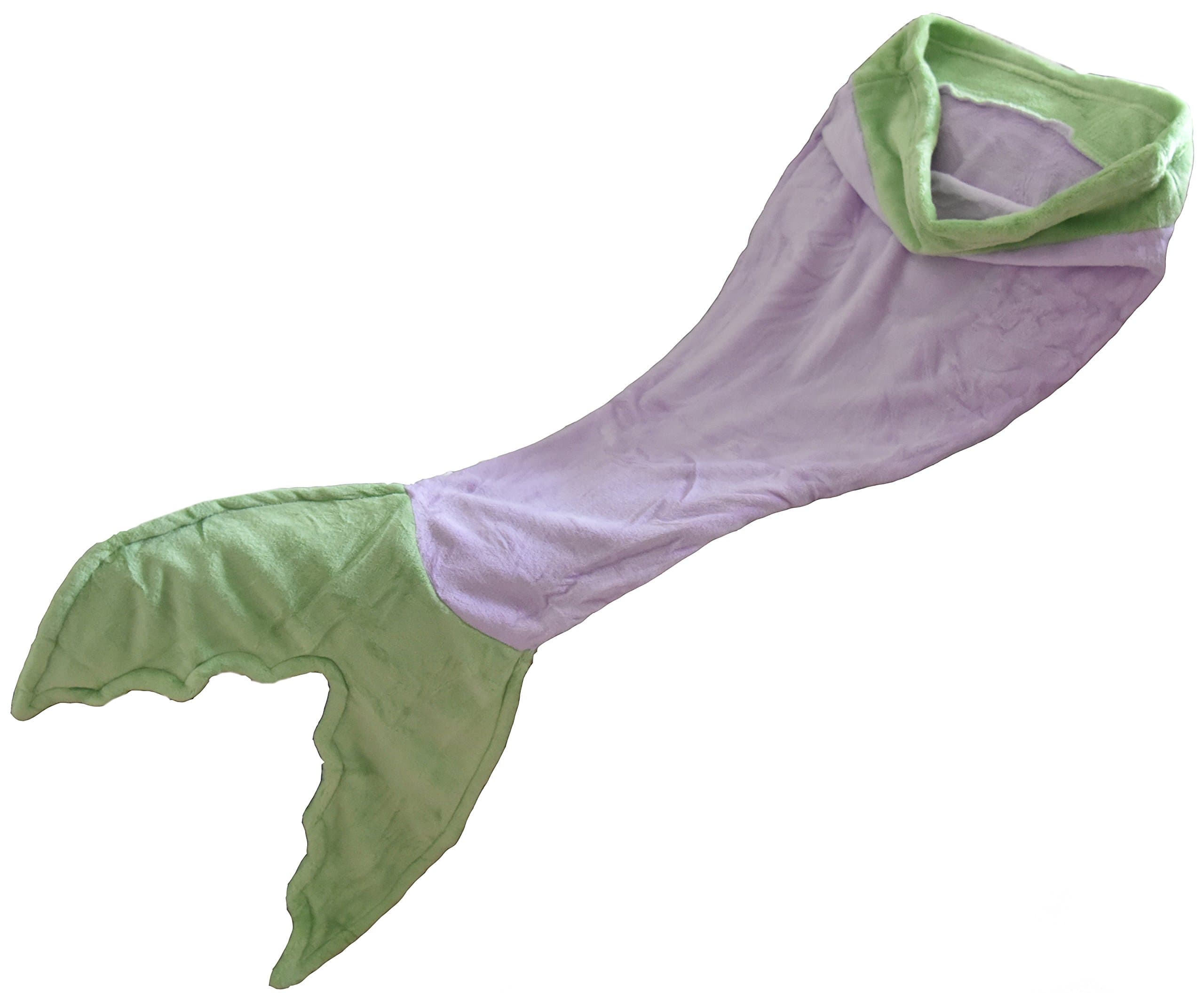 Mermaid Tail Blanket for Children, Feet Go in Fins, Soft Cozy Minky Fleece, Perfect Little Mermaid Decor, Cute Gift (Purple & Green)