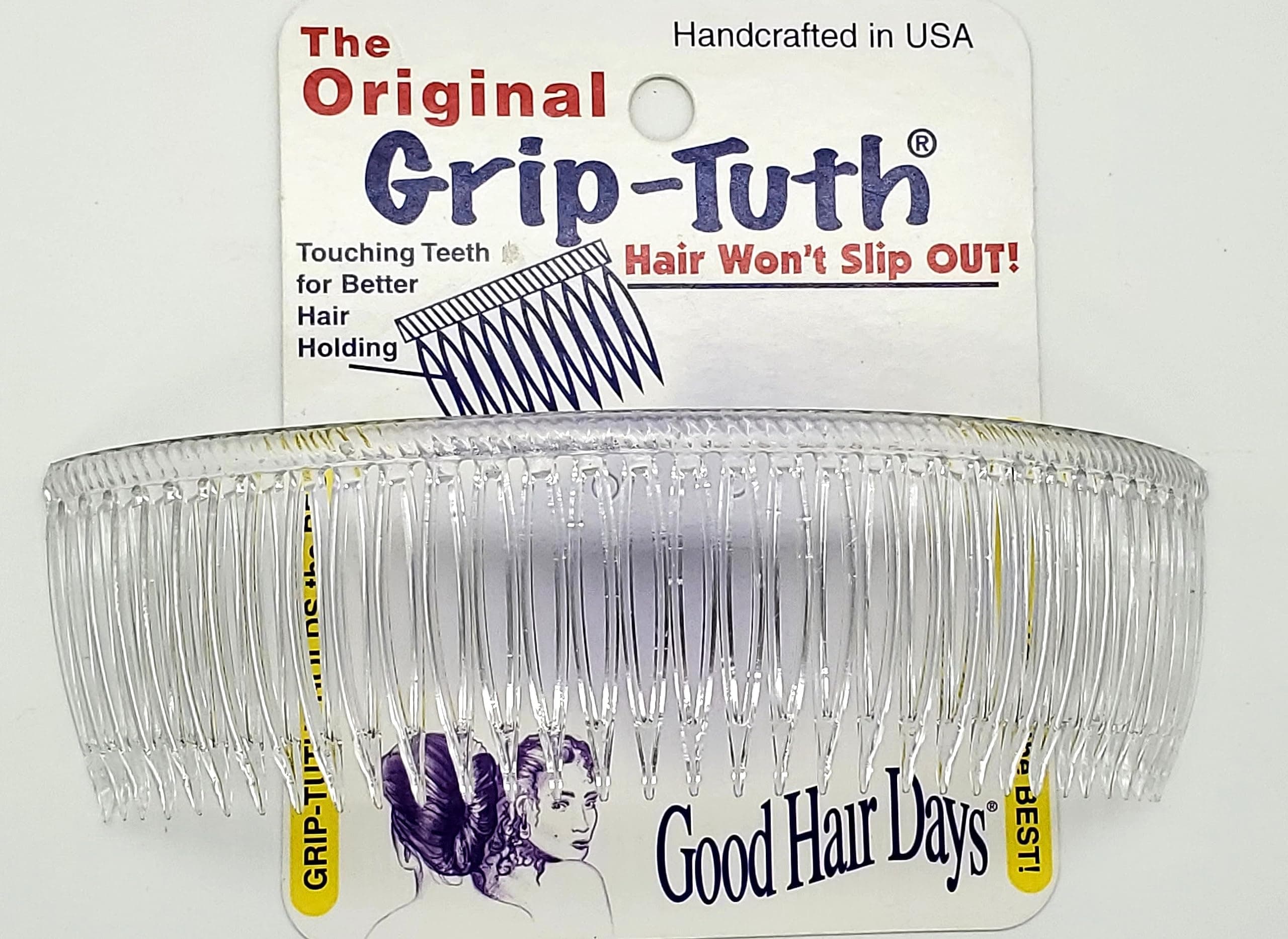 Good Hair Days Grip-Tuth Comb Band - One Piece 6” Hair Side Comb - Hair Combs For All Types Of Hair - Decorative & Hair Styling Women Accessories (Crystal, 6 Inches)