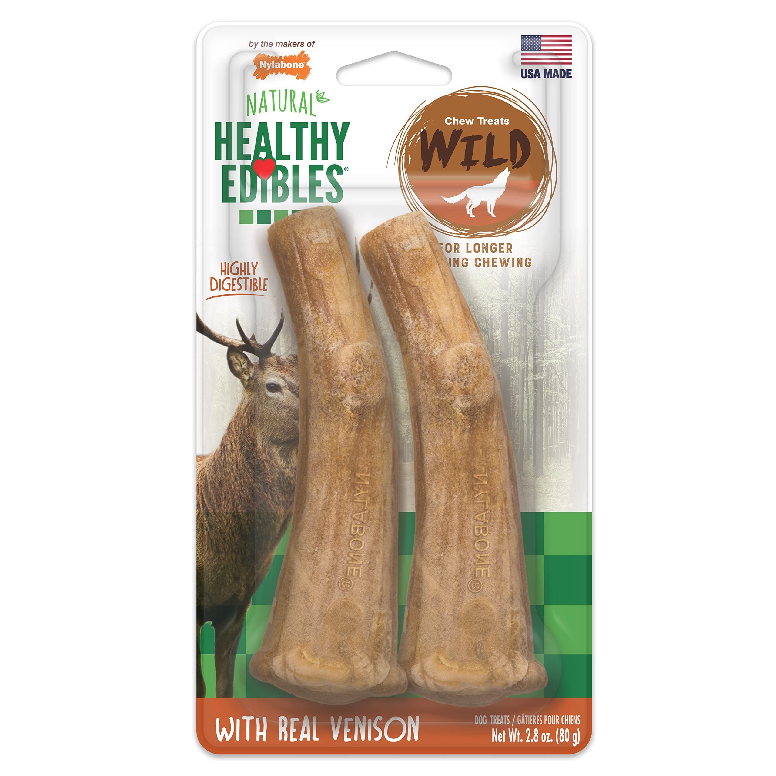 Healthy Edibles Antler 2 count Real Venison - Medium