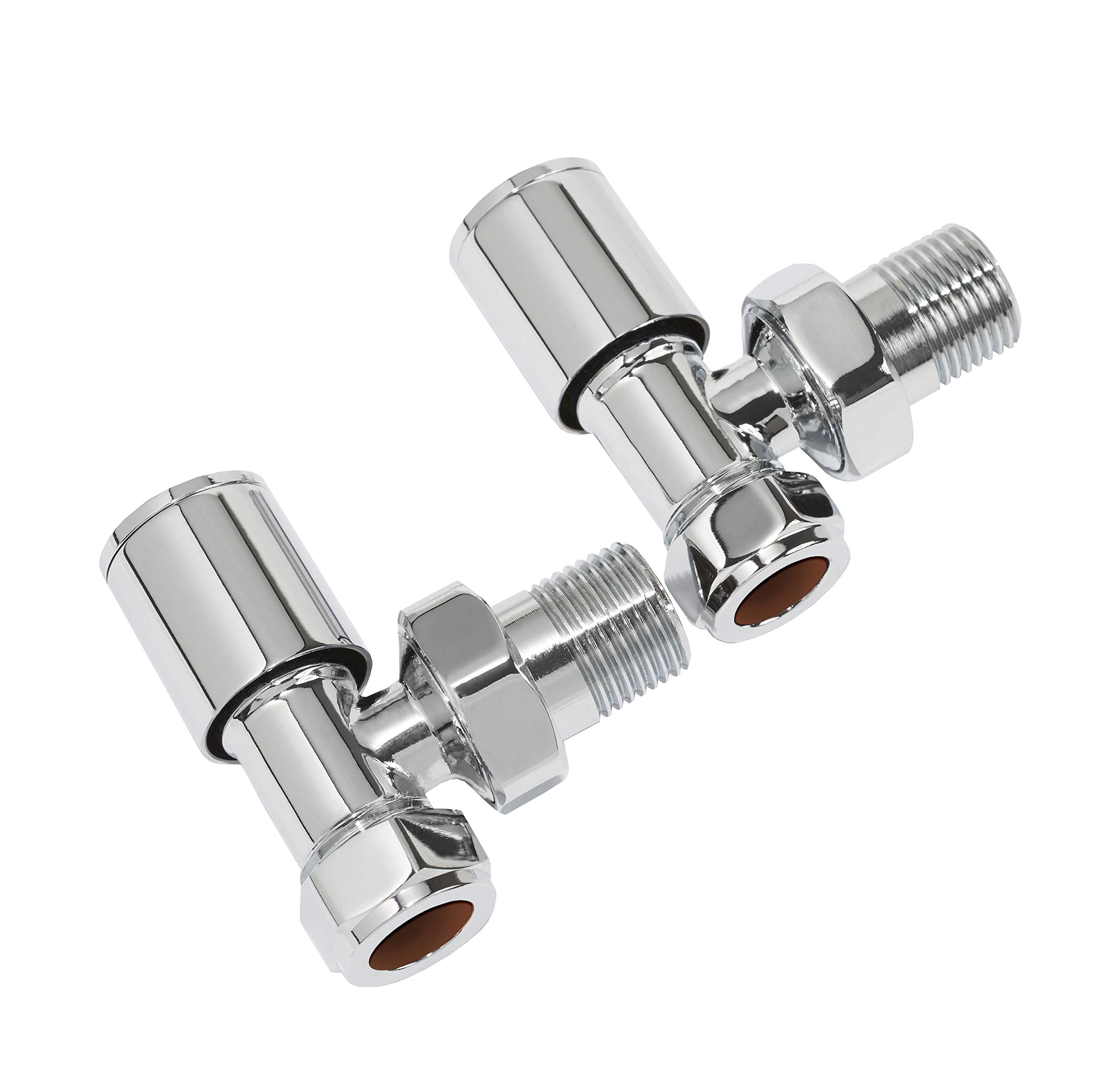 ULTRAHEATRound Angled Manual Radiator Valve + Lockshield Set 15mm Chrome (Angled)