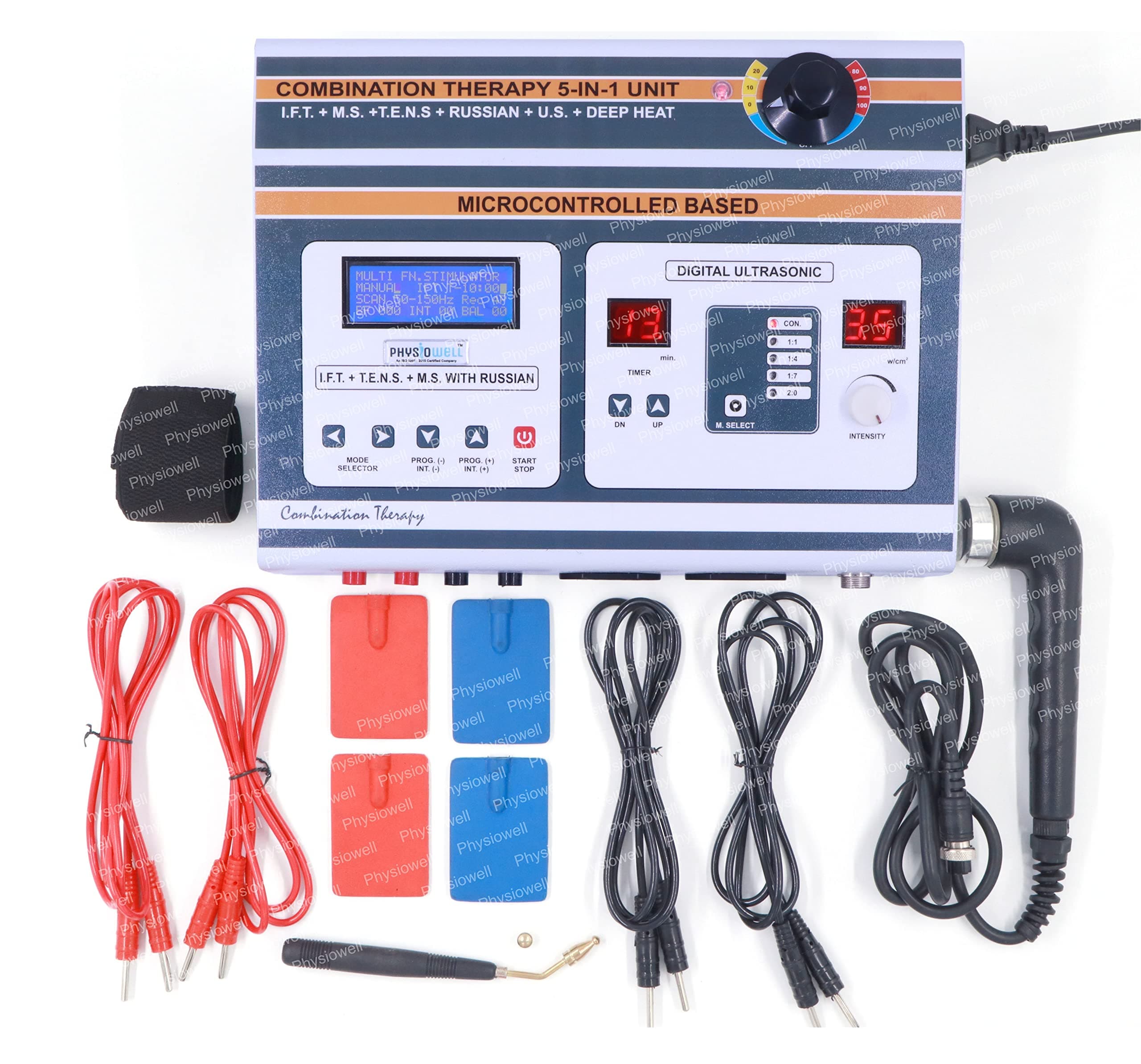 Combination 5 in 1 LCD 125 Programs Computerized Ift Ms Tens Us Deep Heat Machine with 1 Year