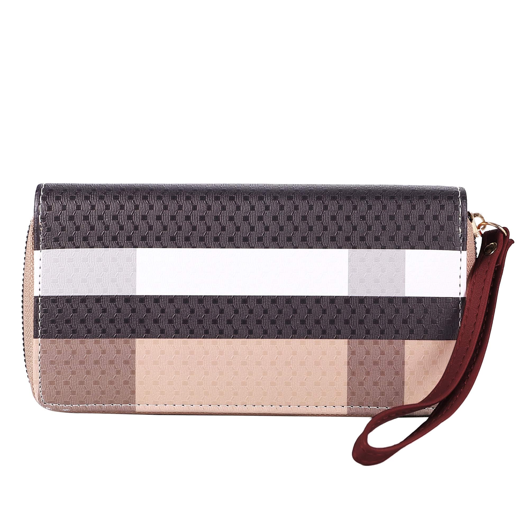 Plaid Travel Zip Around Zipper Wristlet Wallet Long Clutch Purse Cellphone Purse for Women