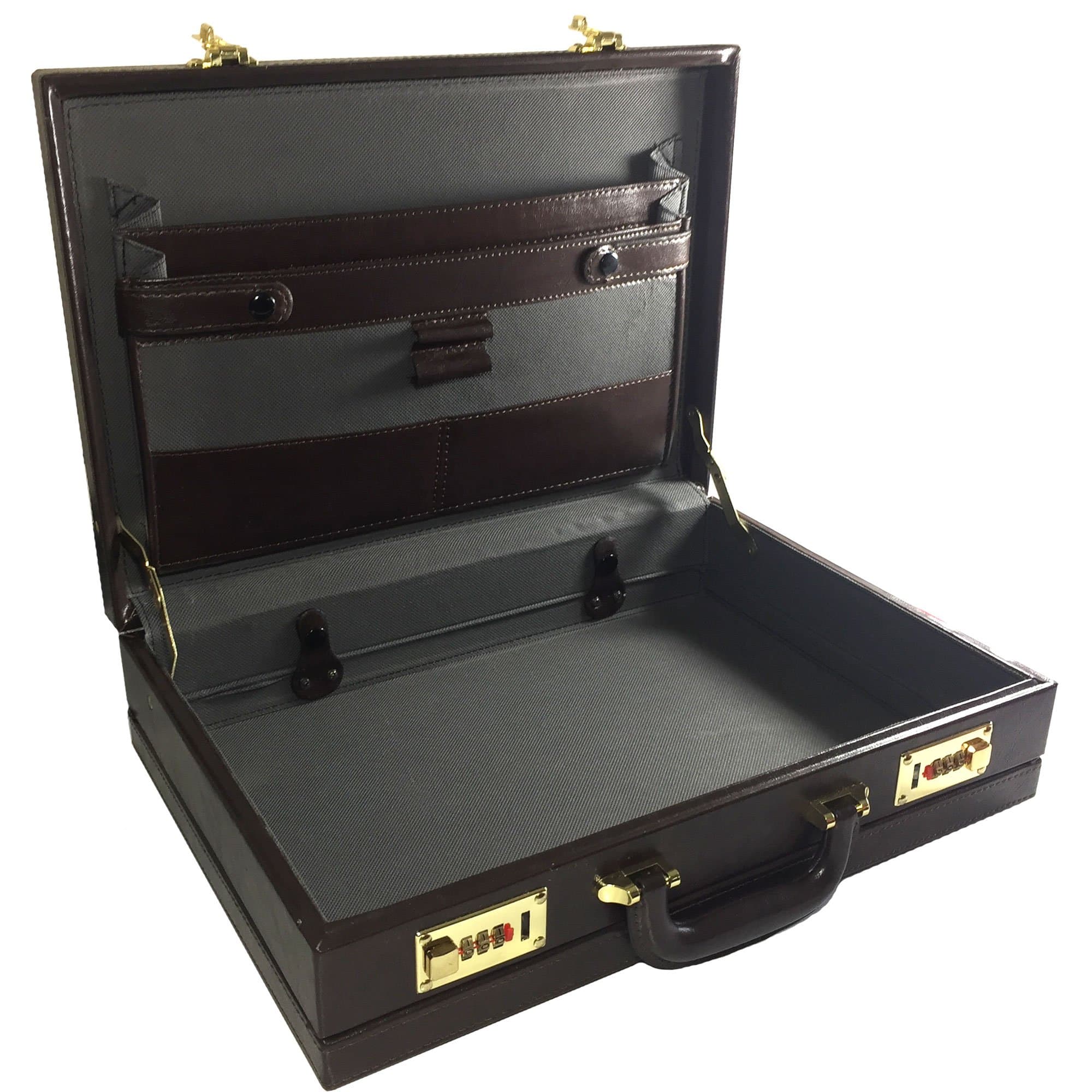 Freelogix Executive Faux Leather Briefcase Laptop Hand Luggage Pilot Case - Brown