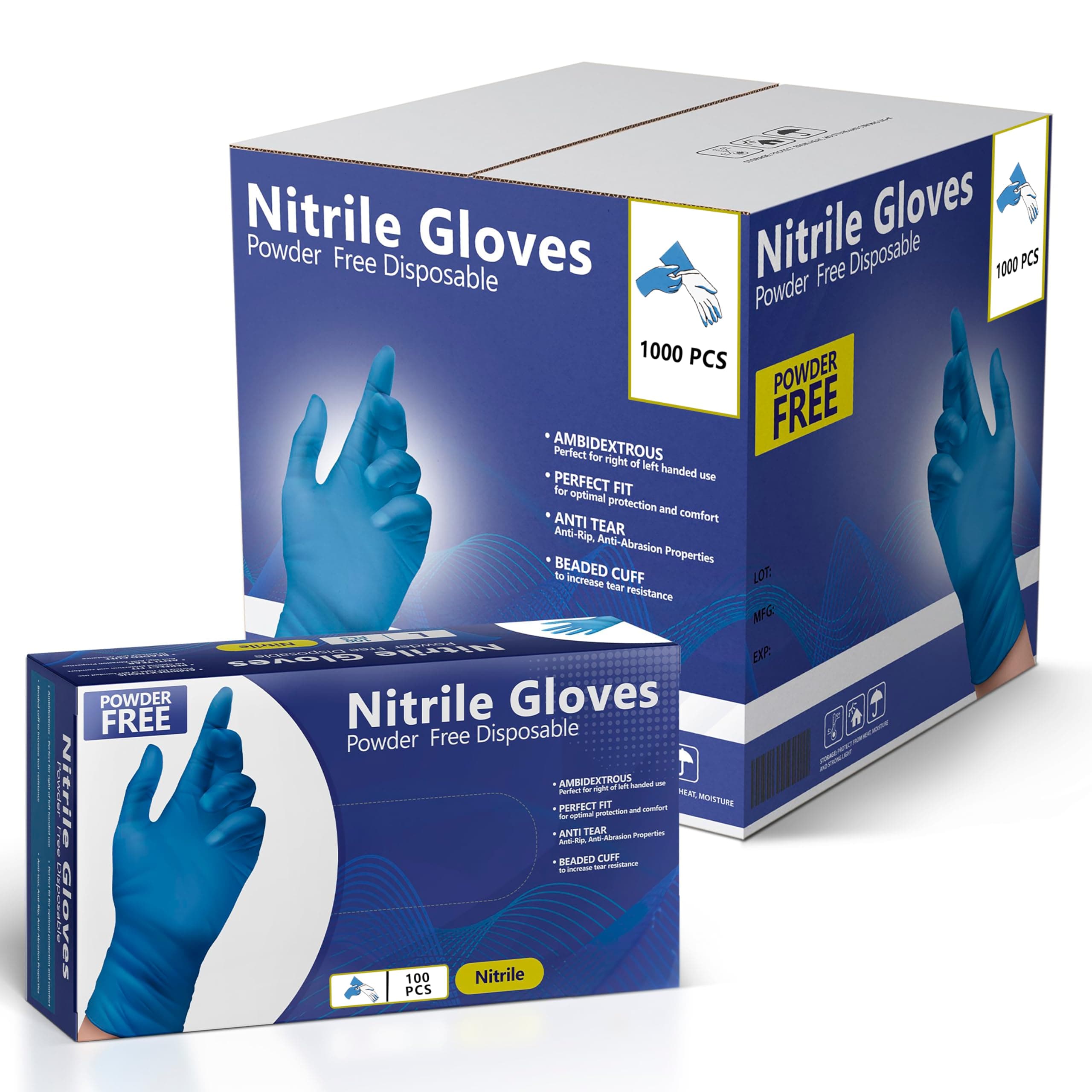 Nitrile Gloves, Disposable Gloves, Comfortable, Powder Free, Latex Free | 100-1000 Gloves