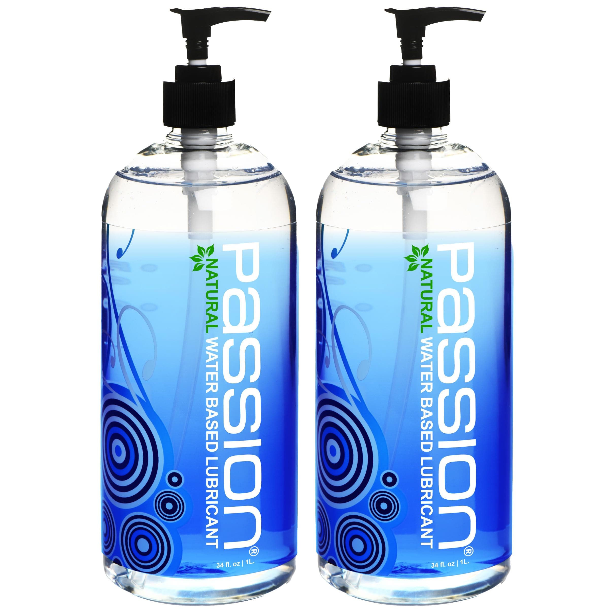 Natural Water Based Lube, Couples or Personal Lubricant for Women and Men, Safe to Use with Toys, Long Lasting, Slippery, Non Sticky, and Non Staining, Unscented, 34 oz Each, 2 Pack
