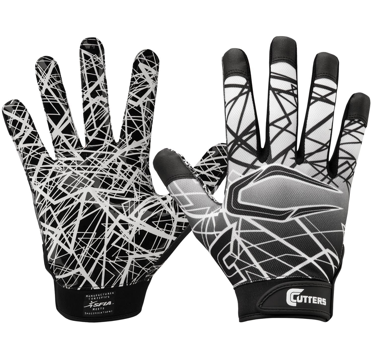 Cutters Football Gloves - Game Day Football Receiver Gloves with High Tack Silicone Grip, Superior Support and Protection