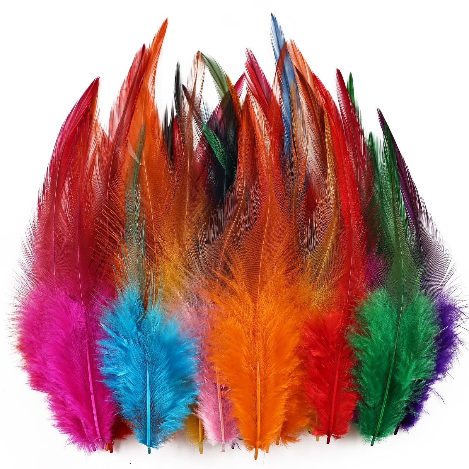 Feathers for Crafting,240pcs 5-7inch Colorful Craft Rooster Feathers,Saddle Hackle Feather,Bulk Feathers for Wedding Home Party,Dream Catcher Supplies and DIY Crafts