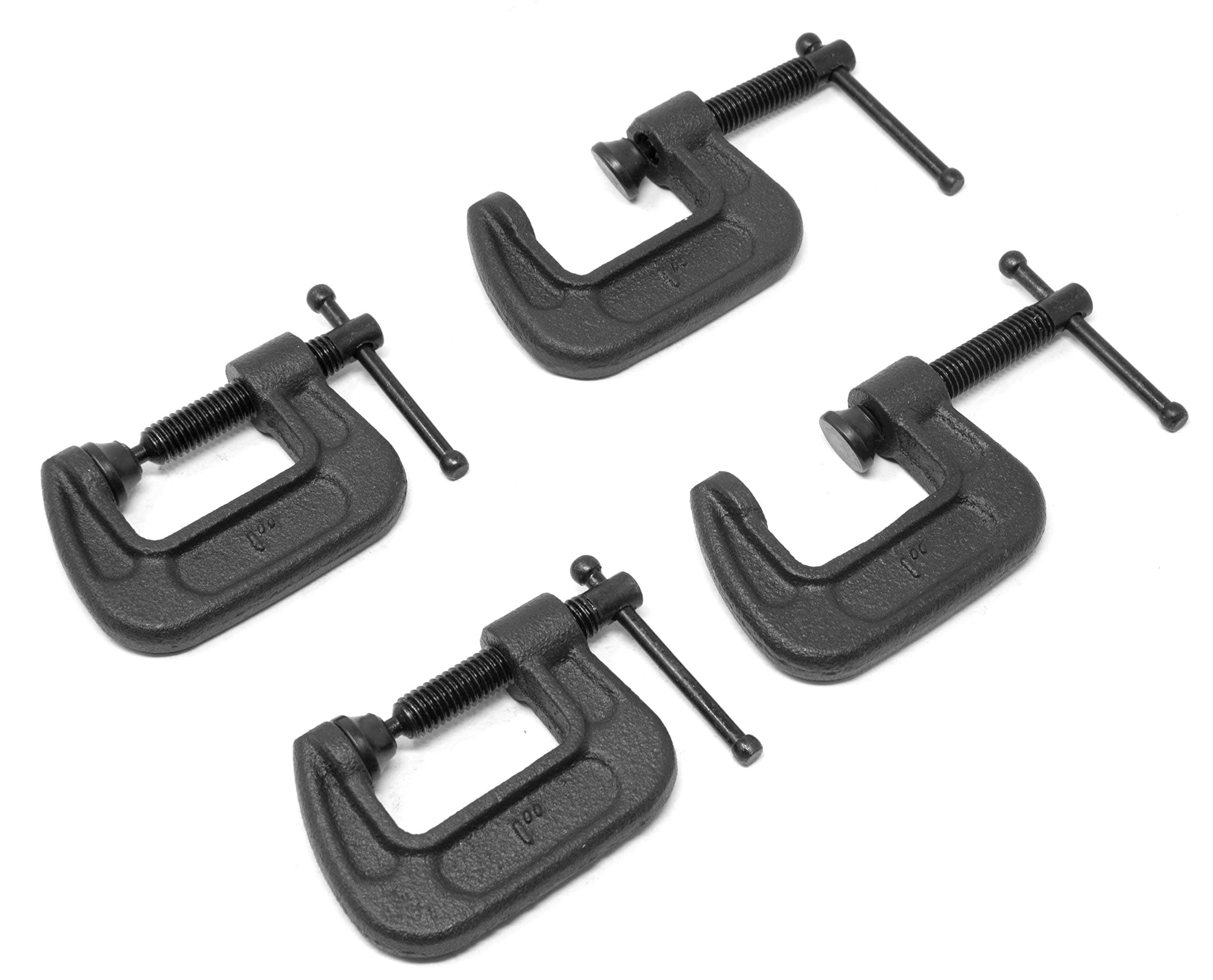 WEN CLC108 Heavy-Duty Cast Iron C-Clamps with 1-Inch Jaw Opening, 4 Pack