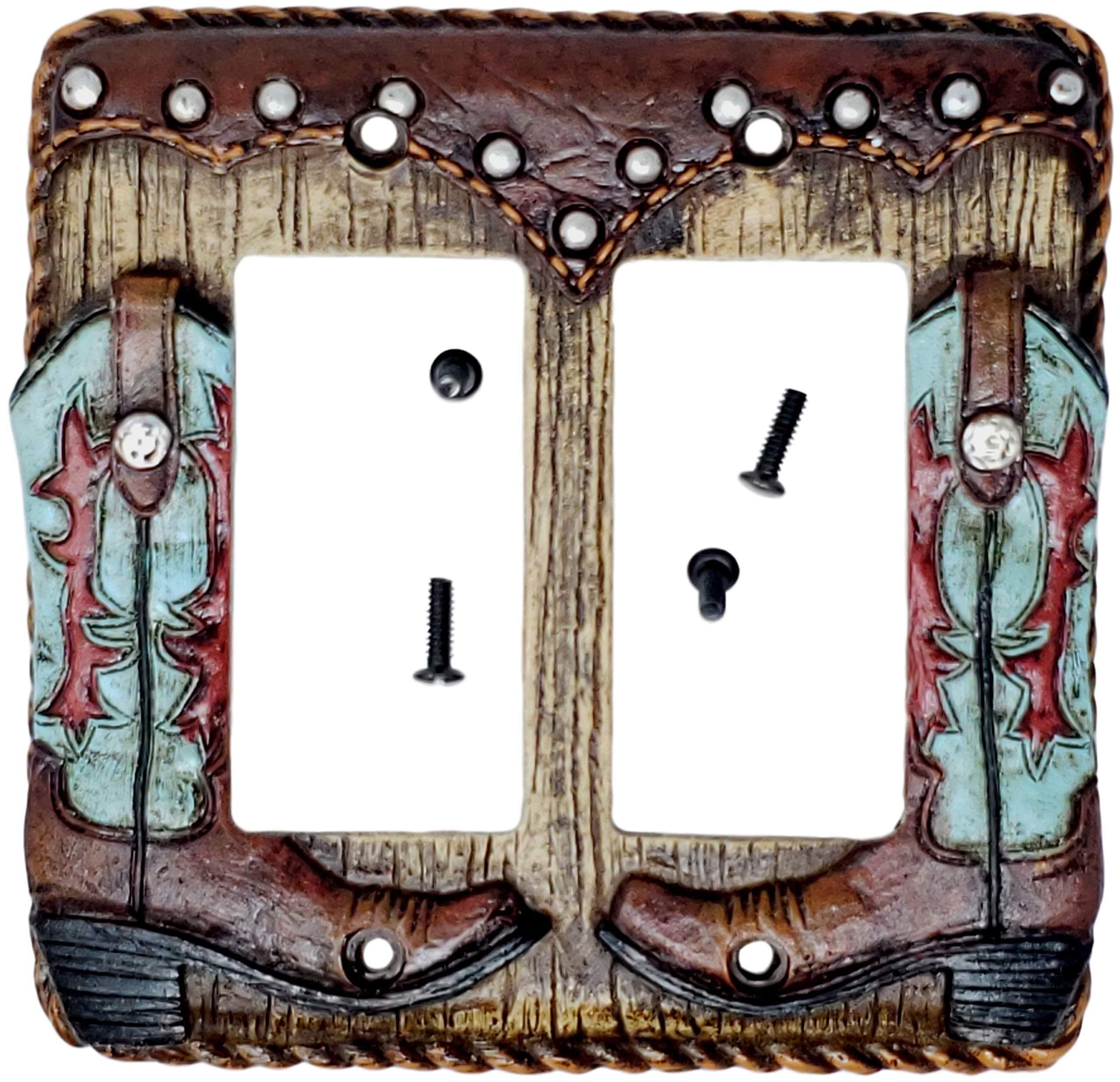 Rainbow Trading RA 4784 Western Turquoise Boot Decorative Double Rocker Plate Cover