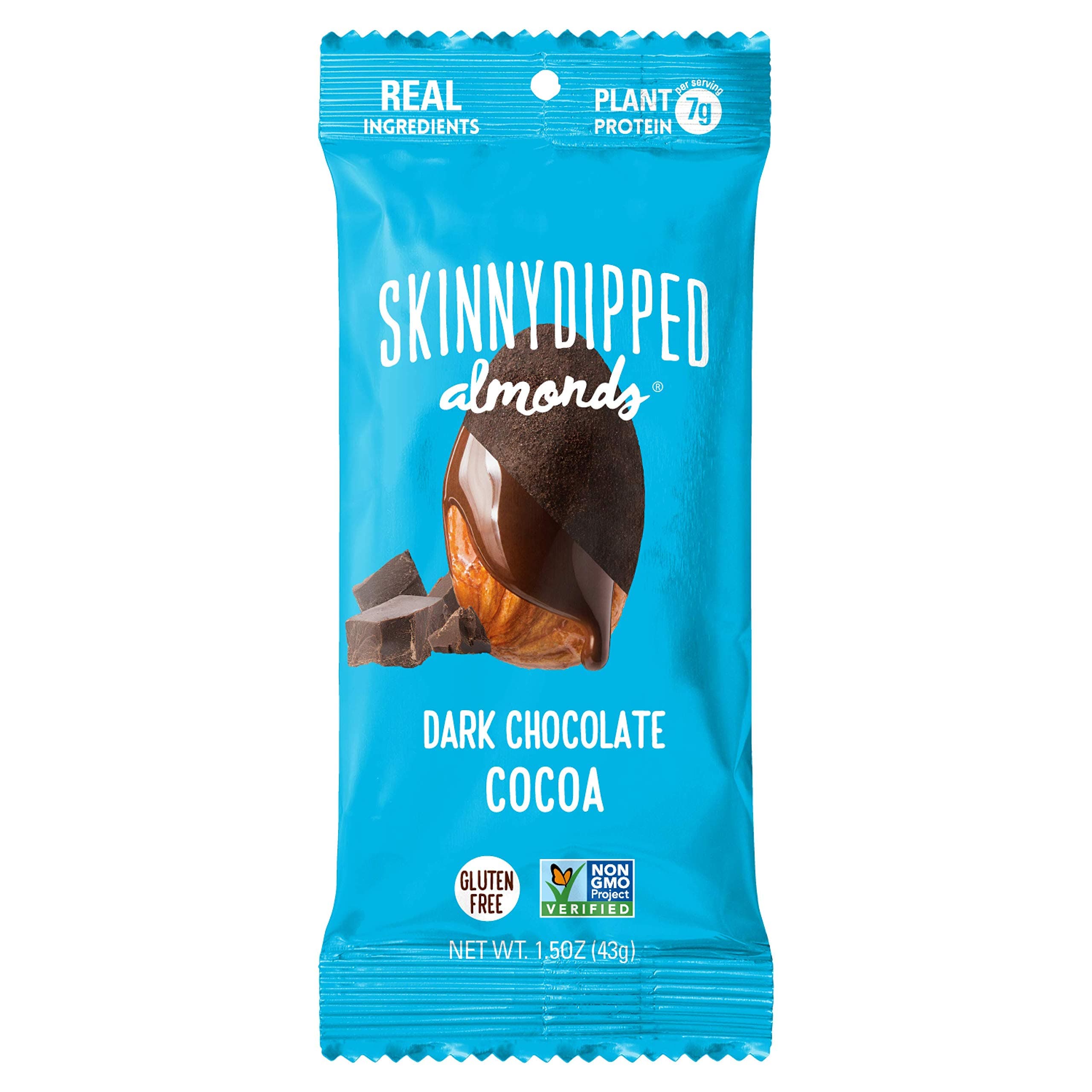 SKINNYDIPPEDDark Chocolate Cocoa Covered Almonds, 1.5 Oz Bag, 10 Count
