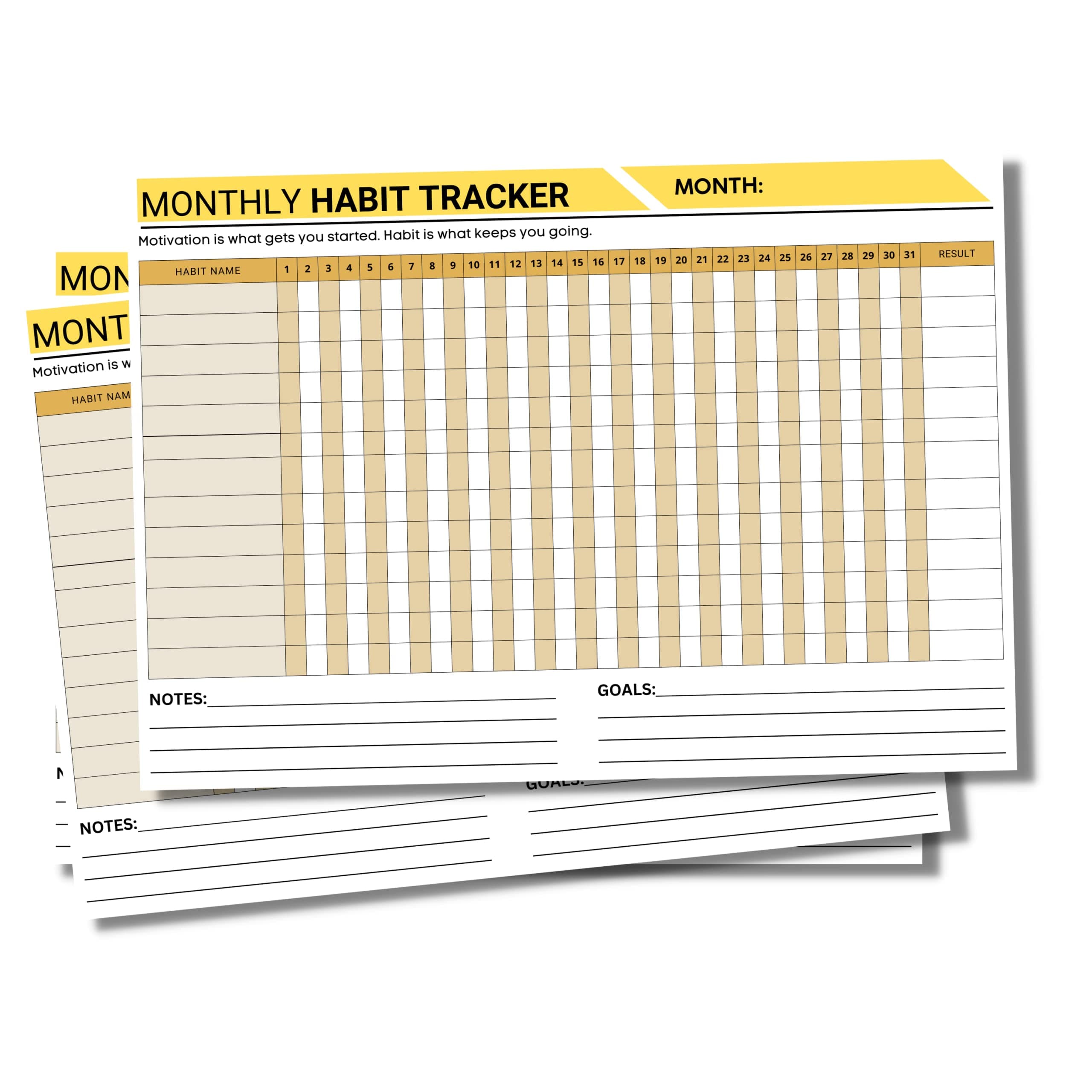 Amazon Brand - Umi Monthly Habit Tracker Undated Calendar (12 Sheets/A4 Size) For Goal Achievement, Habit Building