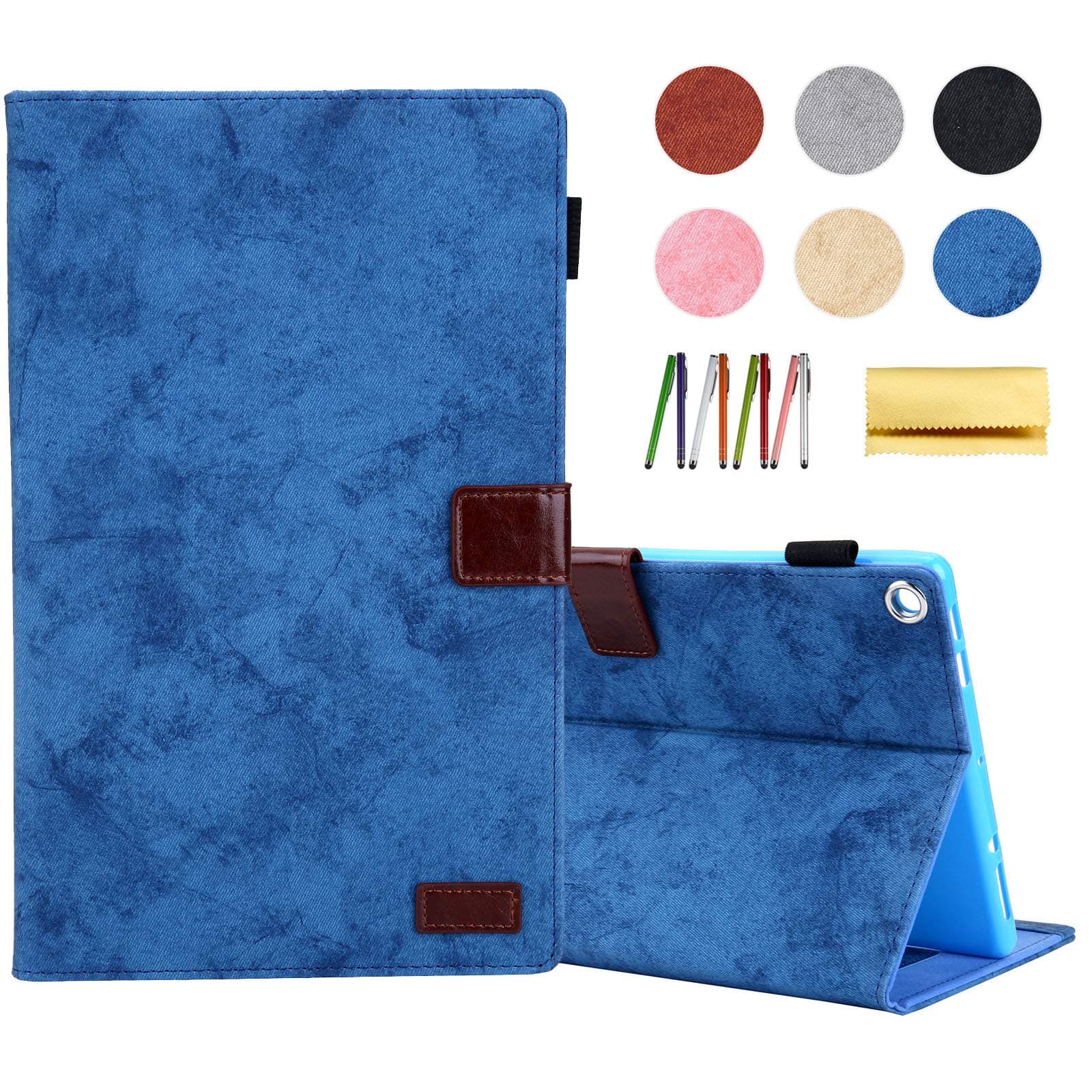 Smart Case for Fire HD 8 (8th/7th/6th Generation-Old Model), Techcircle Soft PU Leather Magnetic Flip [Auto Wake Sleep] Wallet Cover for Kindle Fire HD 8-inch Tablet (2018/2017/2016 Release), Blue