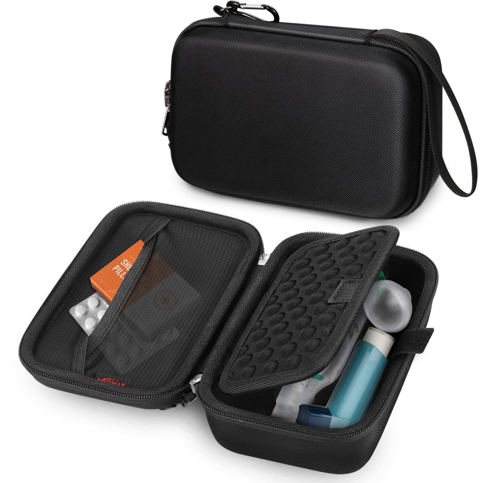 Hard Shell Case for Portable Nebulizer Asthma Inhaler, Shockproof Anti-Scratch Travel Carrying Case for Personal Inhalers Nebulizador for Breathing Problems Handheld Nebulizer (Black)