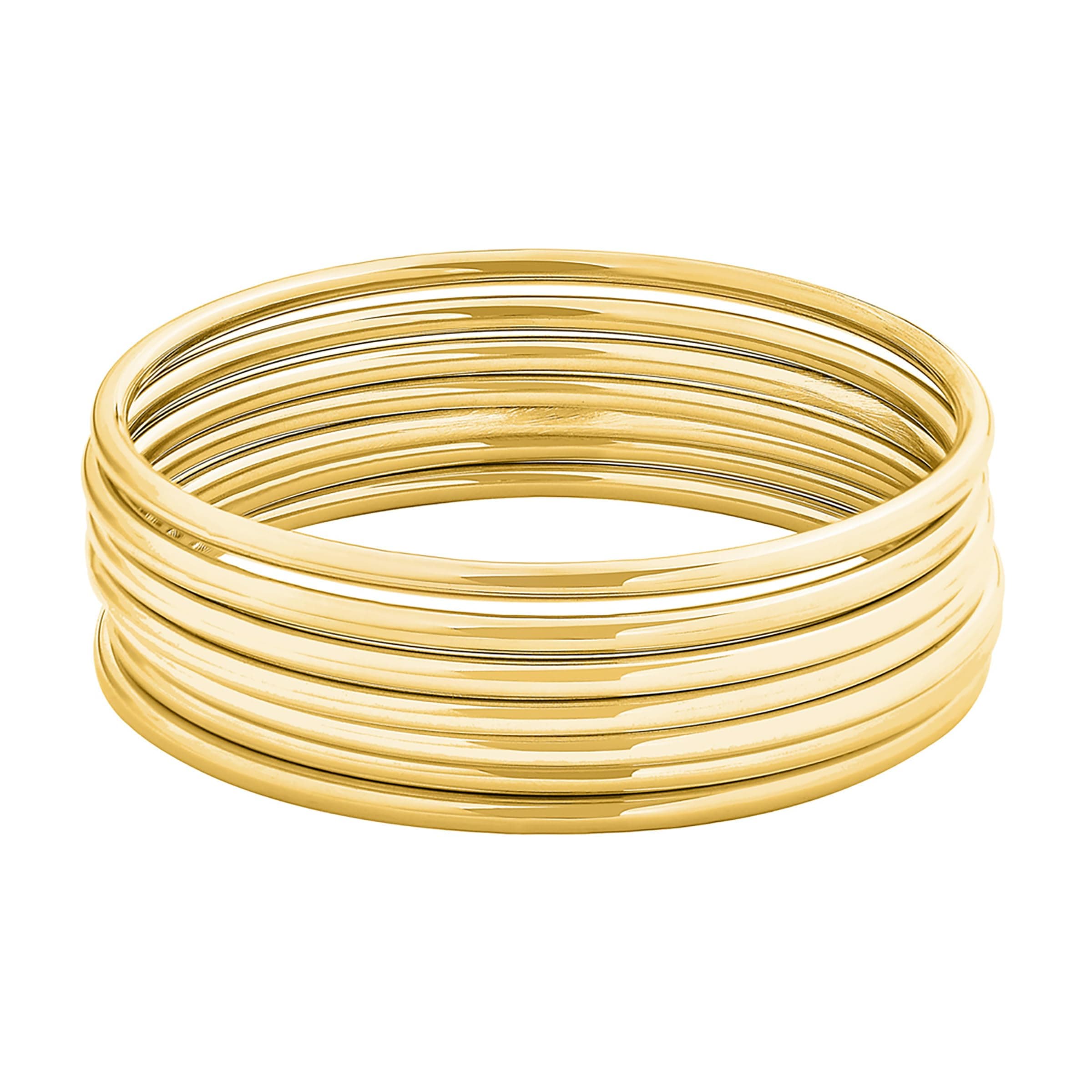 Glossy Thin Round Bangle Bracelet Set for Women, Set of 7