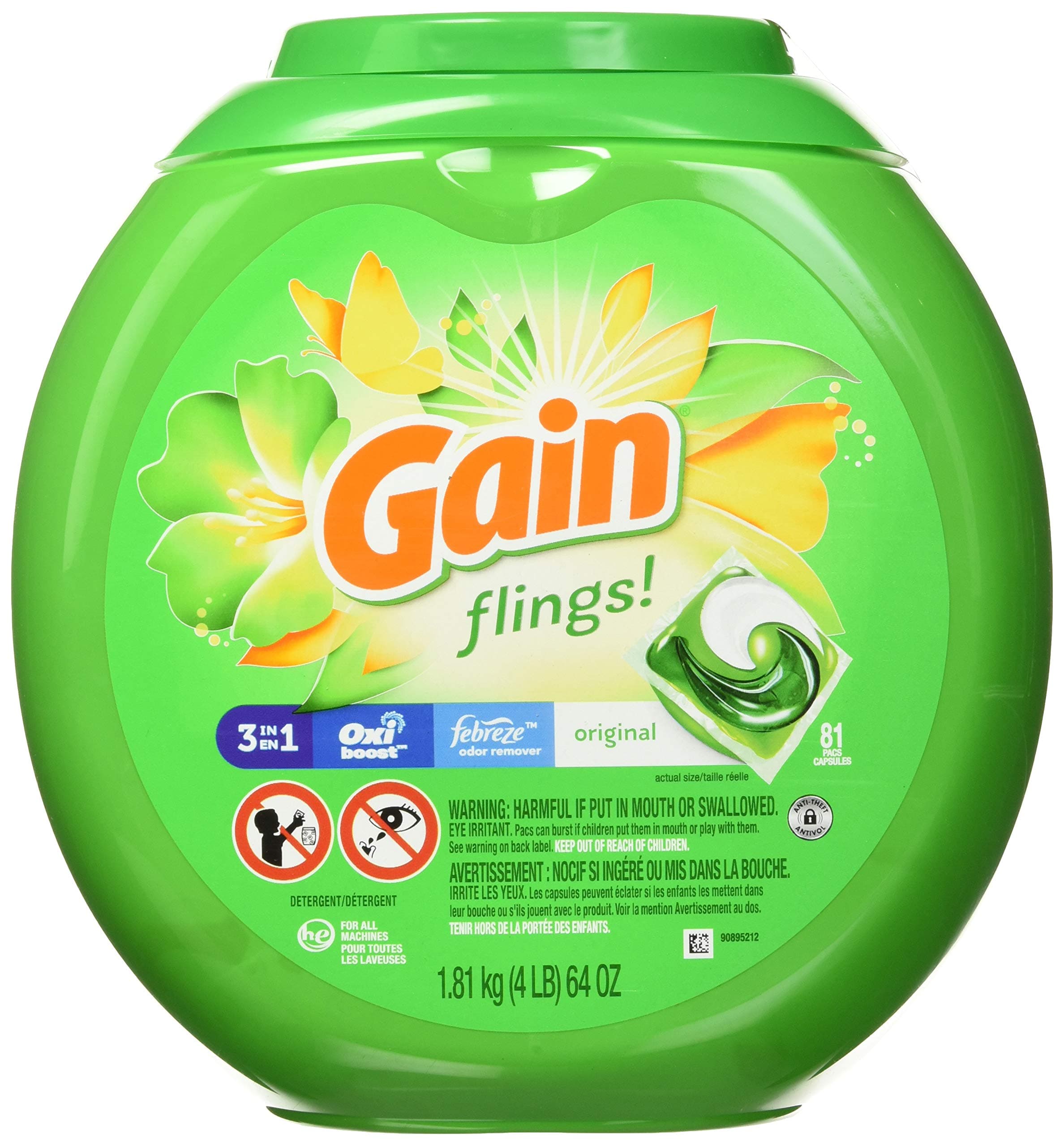 Gain flings! Laundry Detergent Soap Pods, High Efficiency (HE), Original Scent, 81 Count
