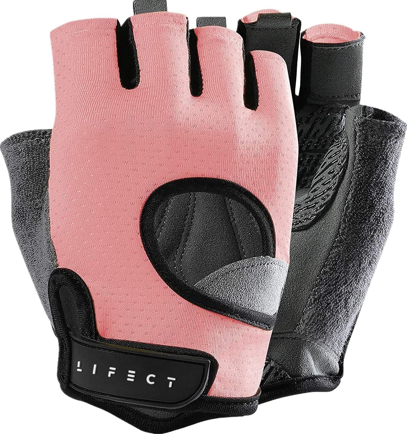 LIFECT Freedom Workout Gloves, Knuckle Weight Lifting Shorty Fingerless Gloves with Curved Open Back, for Powerlifting, Gym, Women and Men