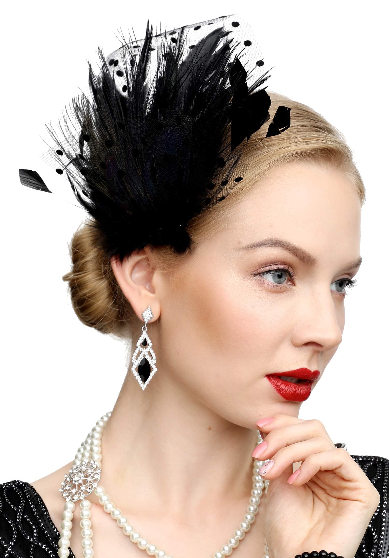 CizoeFascinators 20s Gatsby Flapper Acessories Art Deco Party Accessory Peacock Feather Headpiece