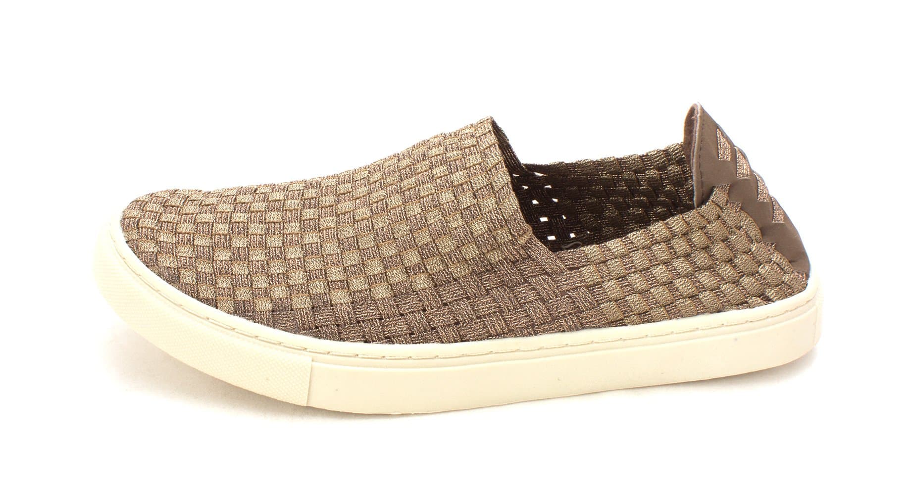 ShoeDazzle Womens Uzo Low Top Slip On Fashion Sneakers, Bronze, Size 7.5 US / 5.5 UK US
