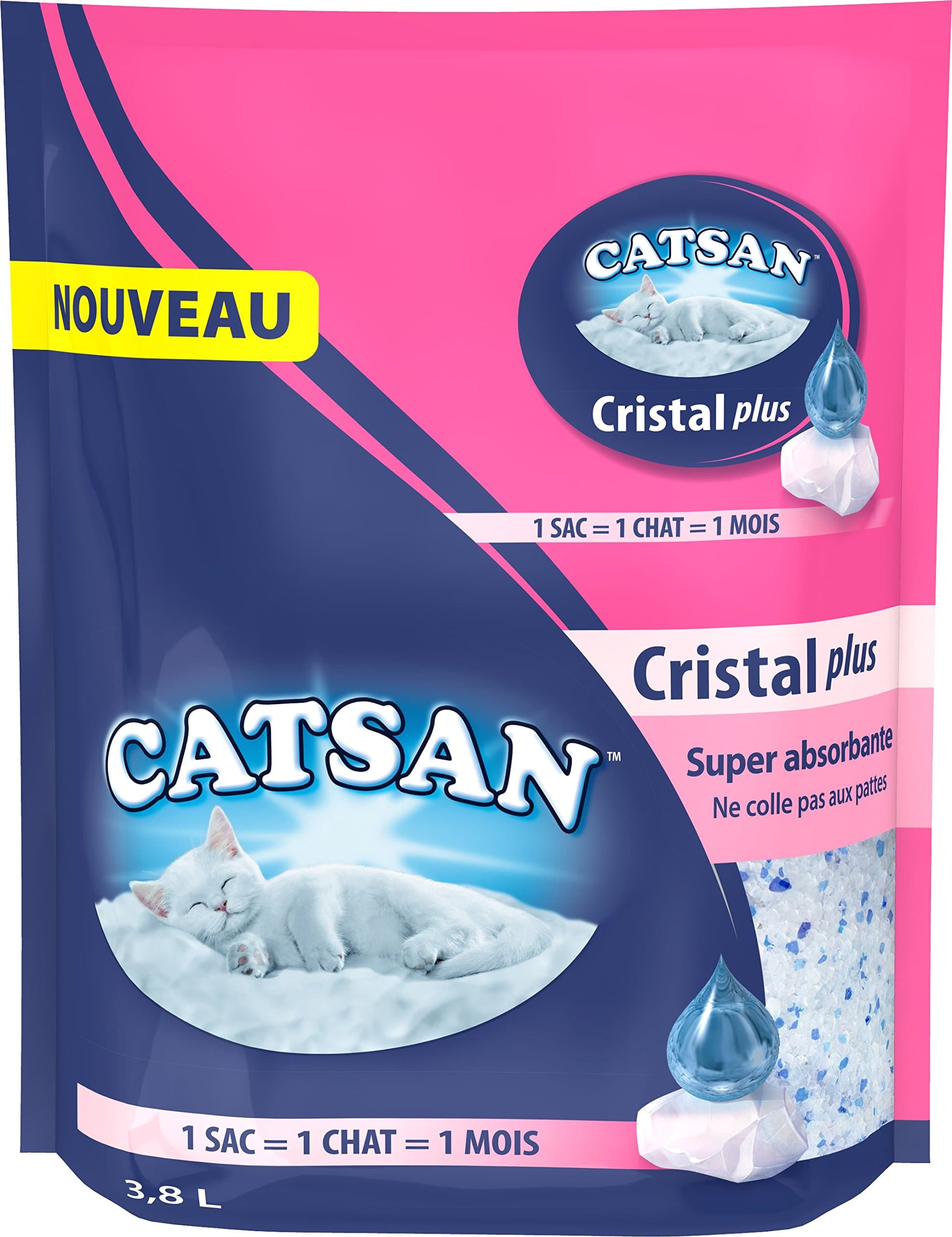 Catsan Cristal Plus Silica Cat Litter, 2 Months' Use (2 x 3.8 L)