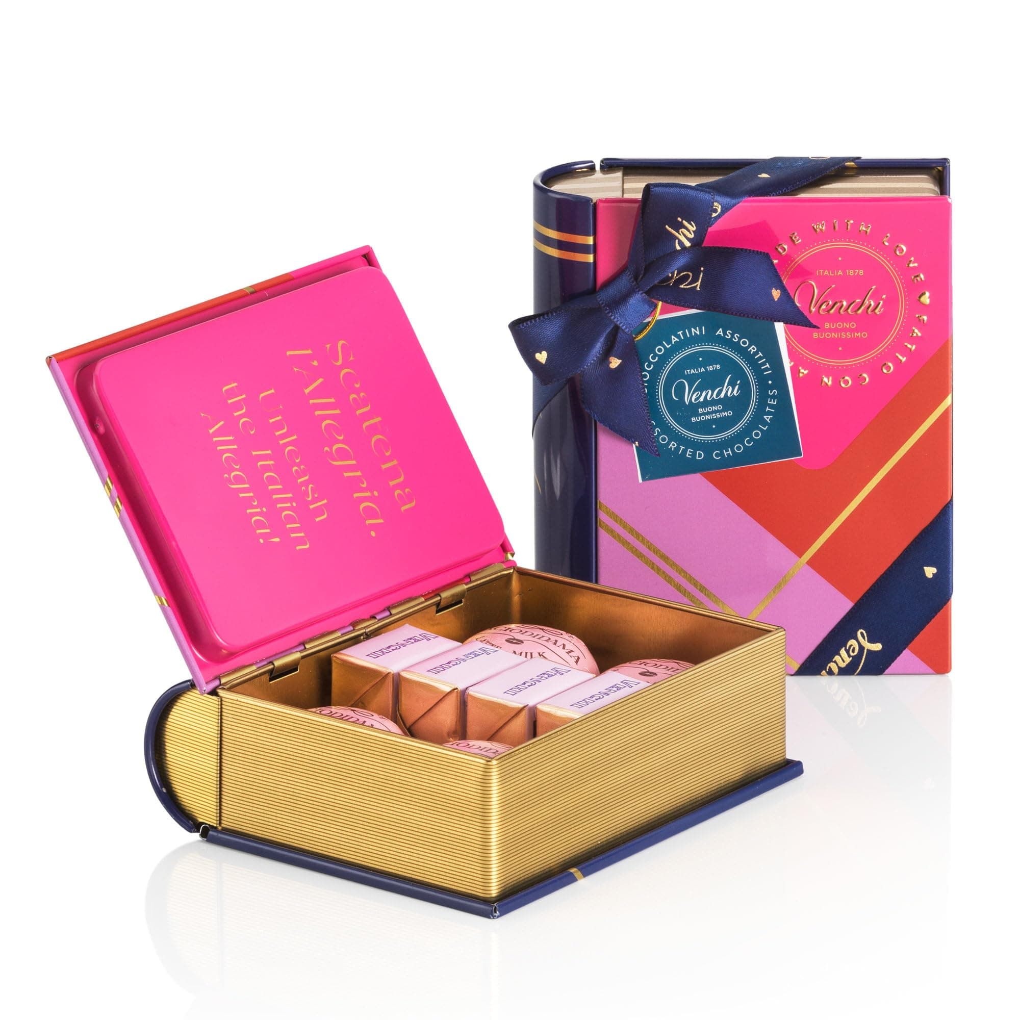 Venchi - Mini Book with 8 Chocolates BacioDiDama and Cremino Caramel Gold, Gluten Free, Valentine's Day Collection, 105 g, Gift Idea