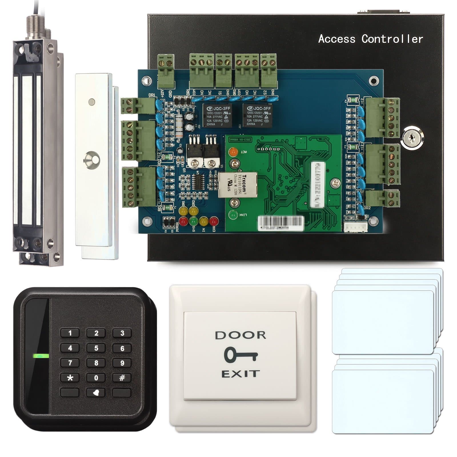 Soter® 2 Door Access Controller Board RFID IC Card Keypad Reader Network Office Security System + Holding Force 280KG Waterproof Magnetic Door Lock