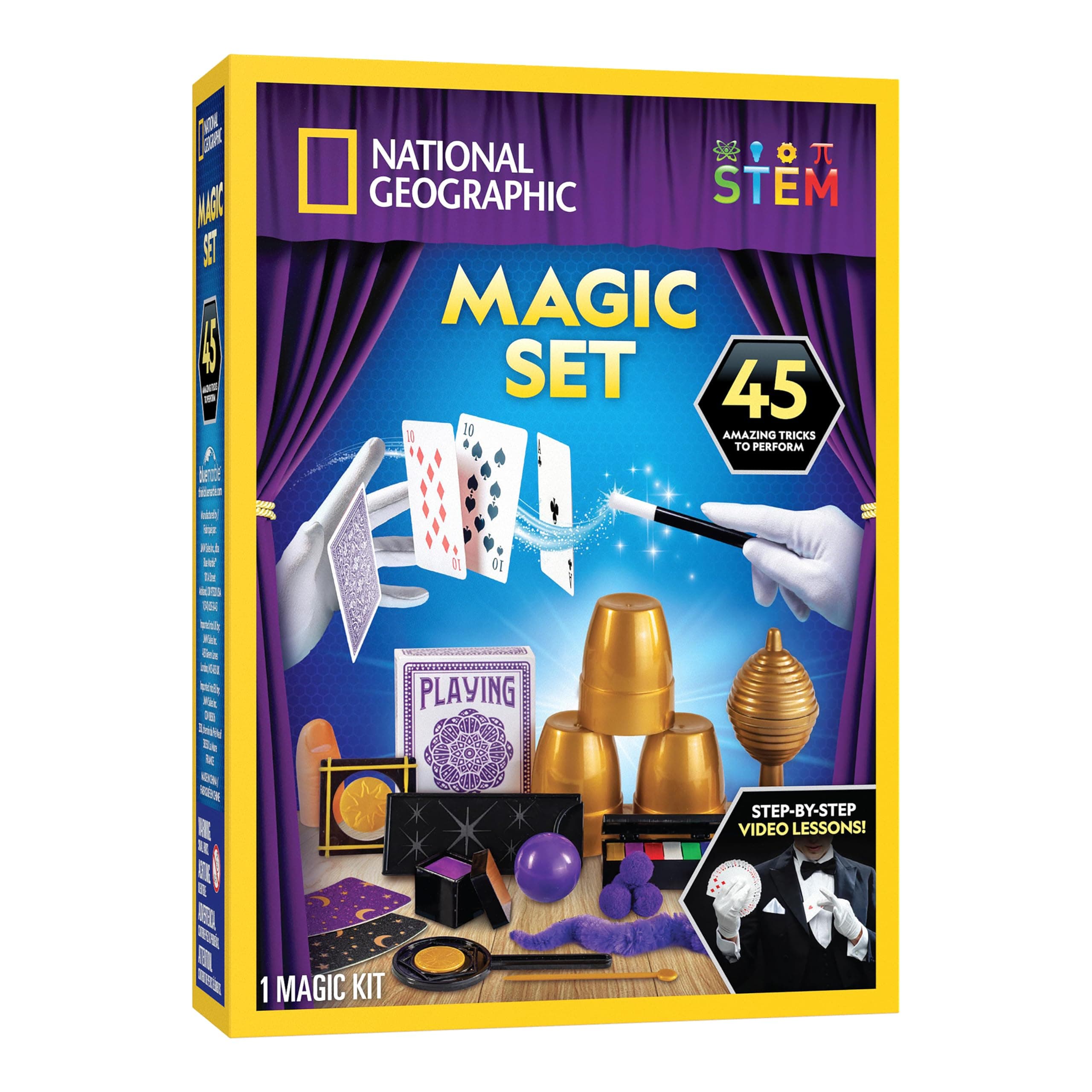 National Geographic Kids Magic Set - 45 Magic Tricks for Kids to Perform with Step-By-Step Video Instructions for Each Trick Provided by a Professional Magician, Toys for Boys and Girls