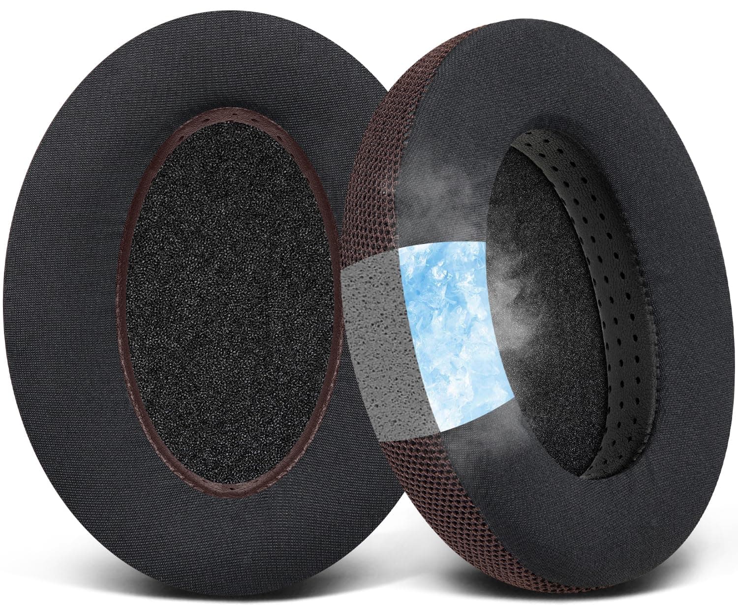 SOULWIT Cooling-Gel Earpads Cushions Replacement for Sennheiser HD650, HD660 S, HD660S2, HD600, HD6XX, HD58X, HD580, HD565, HD545, HD535 Headphones, Ear Pads with Ice Silk Fabric - Dark Coffee