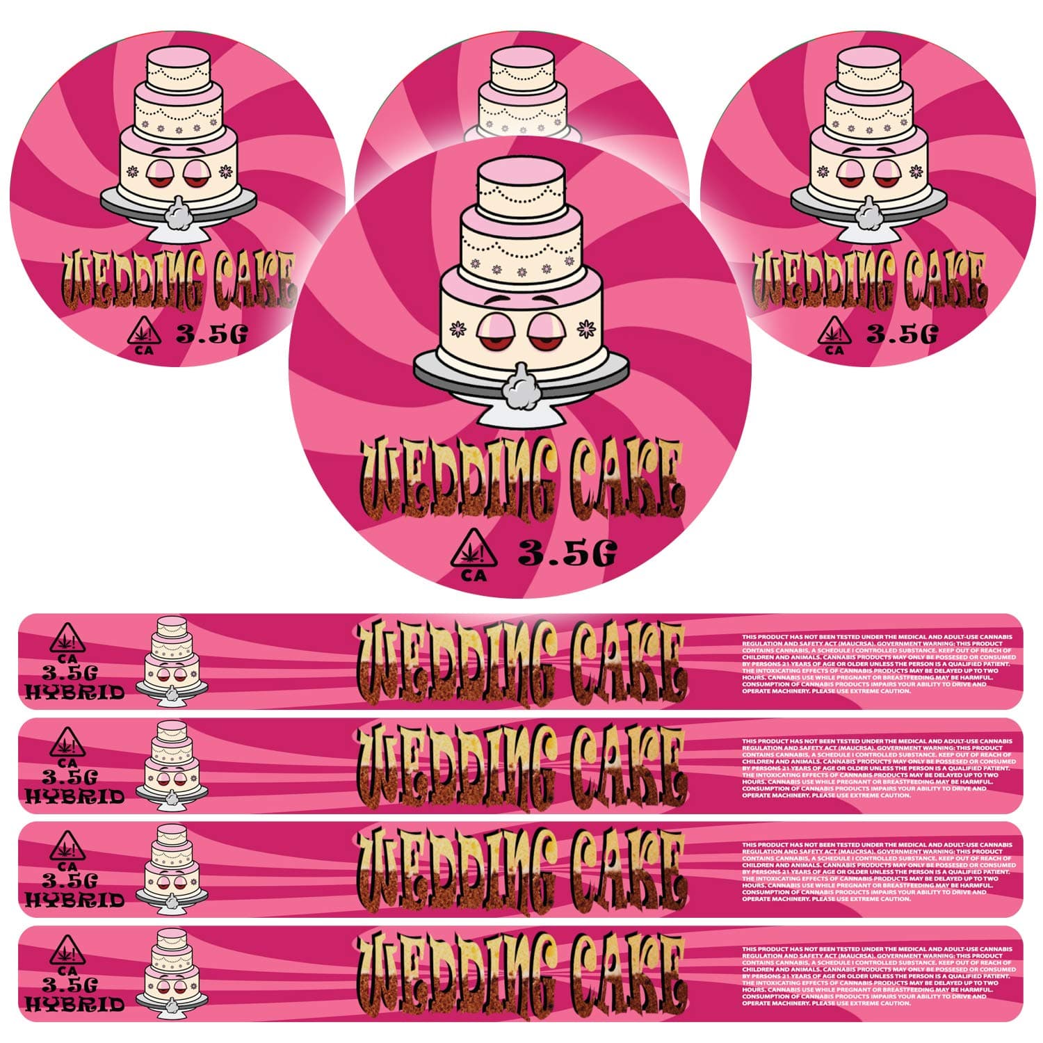 100ml Pressitin Stickers ONLY - Lid and Label - 3.5g Cali Press Tin Stickers - Wedding Cake x10 - Type 2