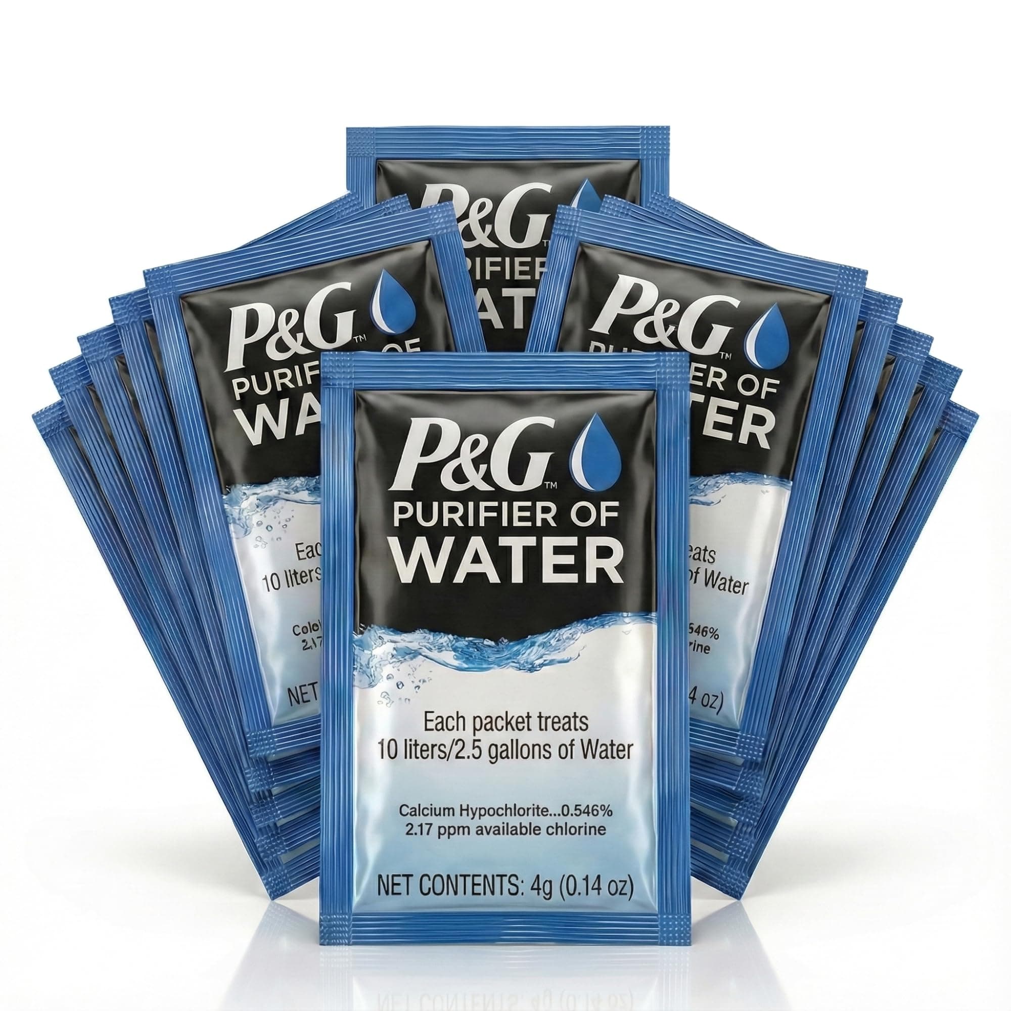 Portable Water Purifier Packets. Emergency Water Filter Purification Powder Packs for Camping, Hiking, Backpacking, Hunting, and Traveling. (12 Packets)
