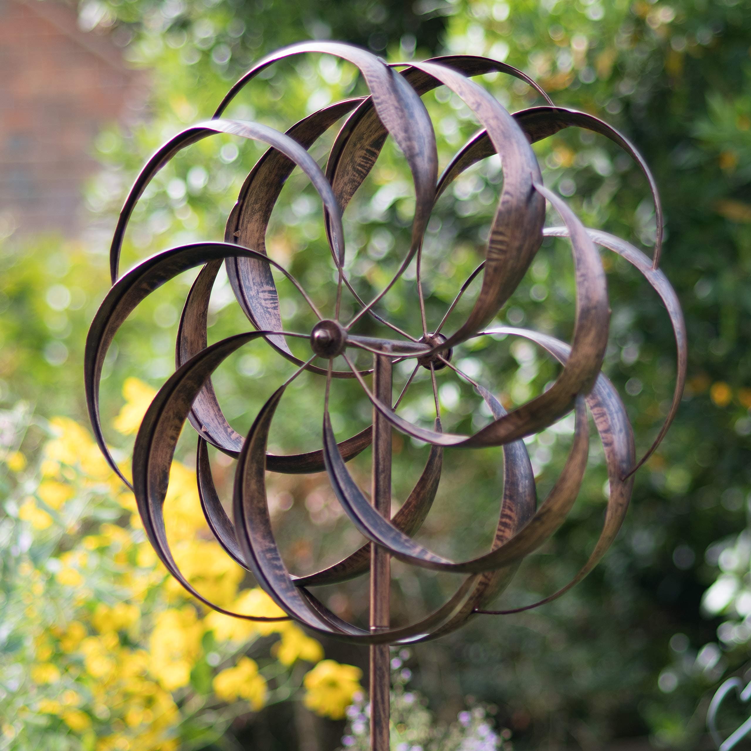 Creekwood Pemberly Wind Spinner - Brushed Copper Metal Garden Ornaments - Kinetic Wind Spinners for Patio, Lawn, and Garden Décor - 83 inches (213cm)