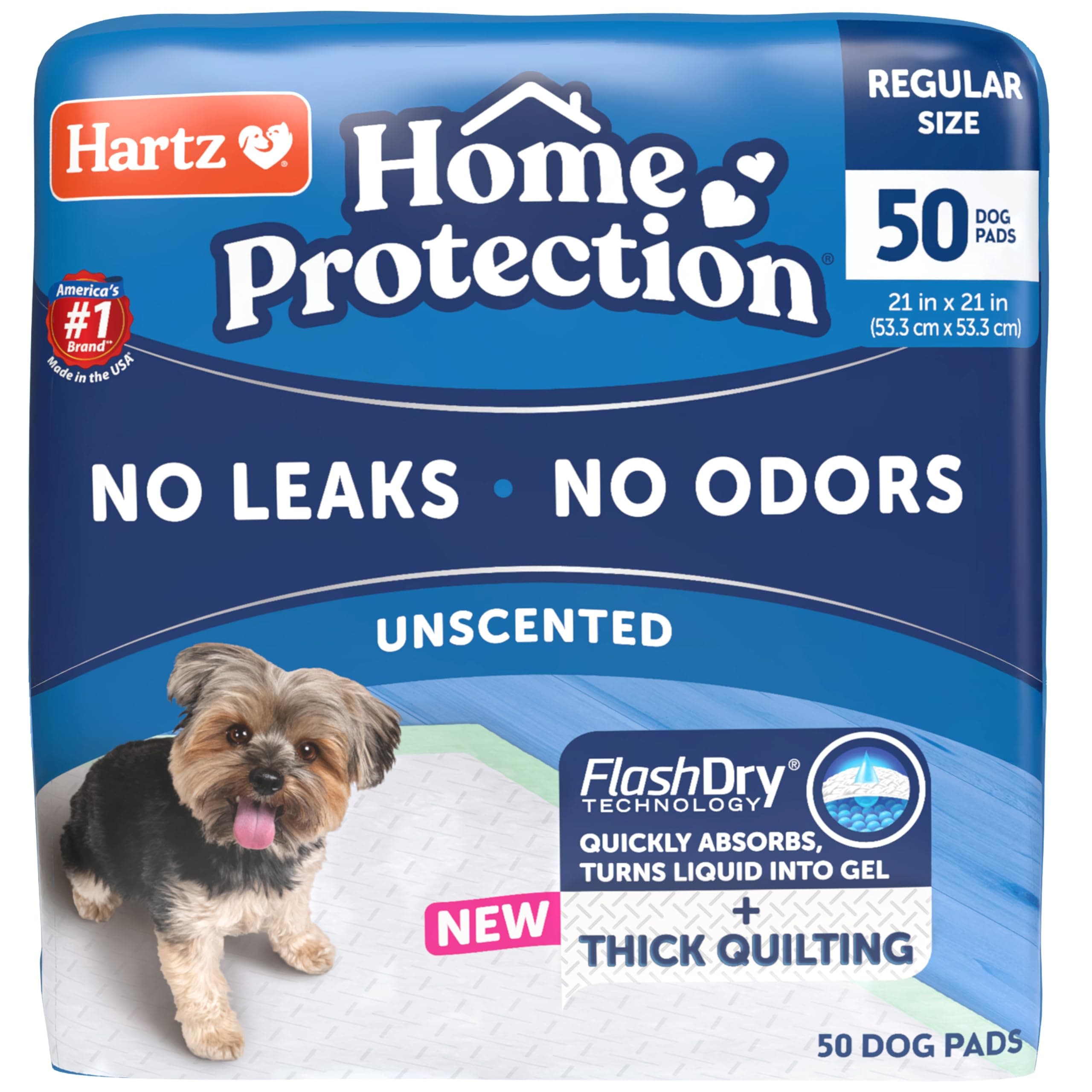 Home Protection Super Absorbent Odor Eliminating No Leaks Dog Pads, 50 Count
